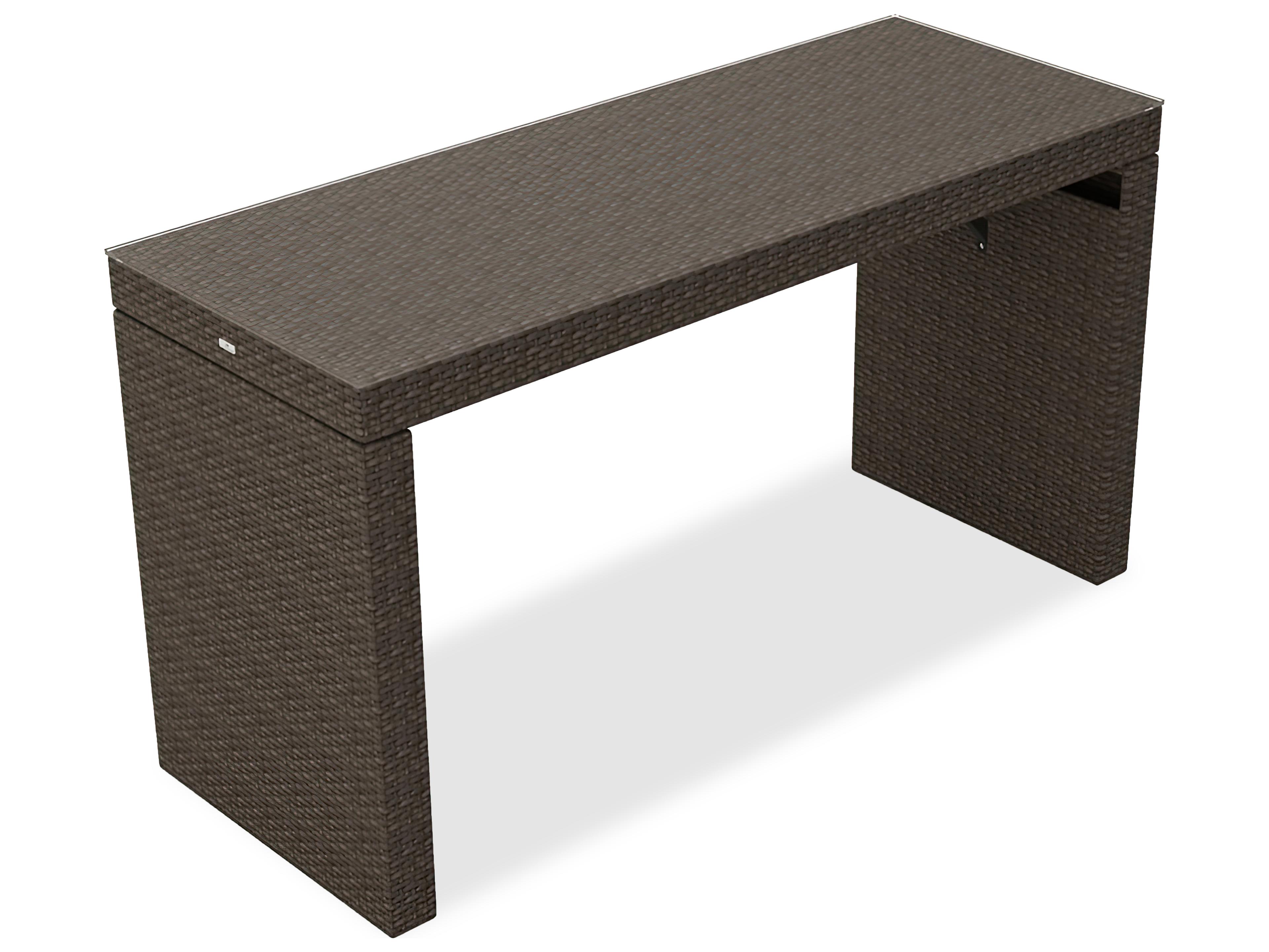 Harmonia Living Arden Wicker Rectangular Glass Top Bar table