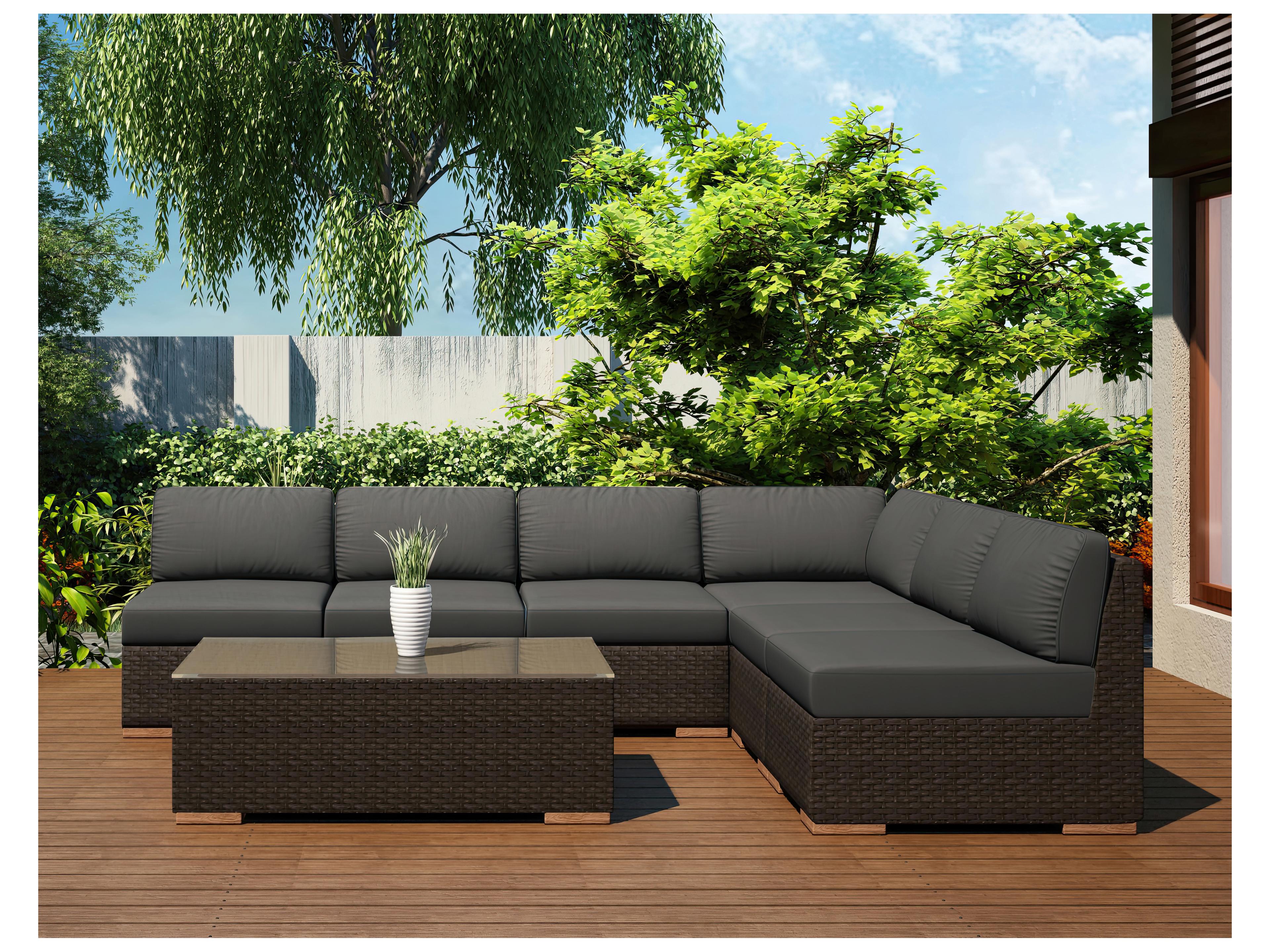 Harmonia Living Arden Wicker 7 Piece Sectional Outdoor Lounge Set