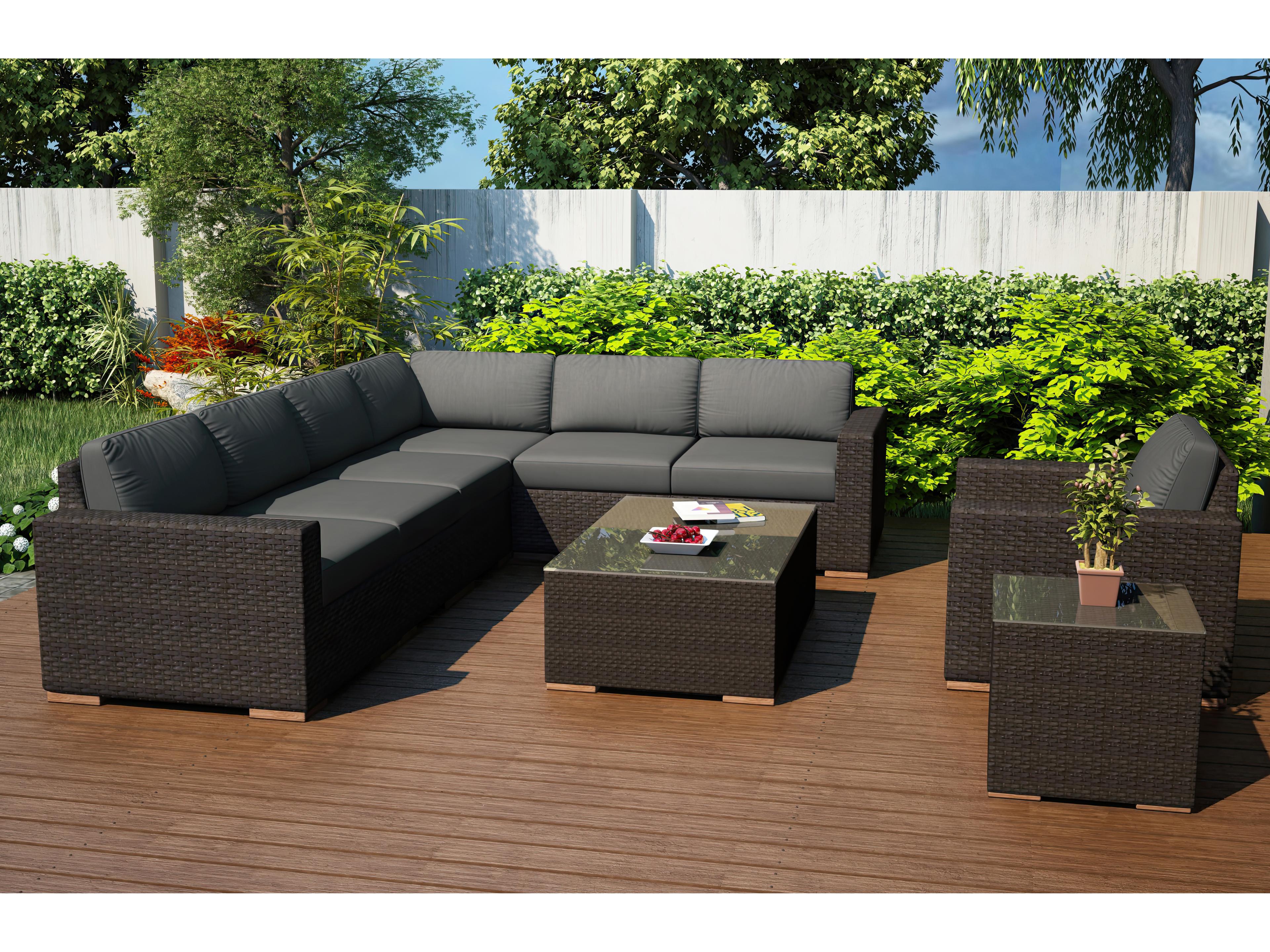 Harmonia Living Arden Wicker 9 Piece Eclipse Sectional Patio Lounge Set