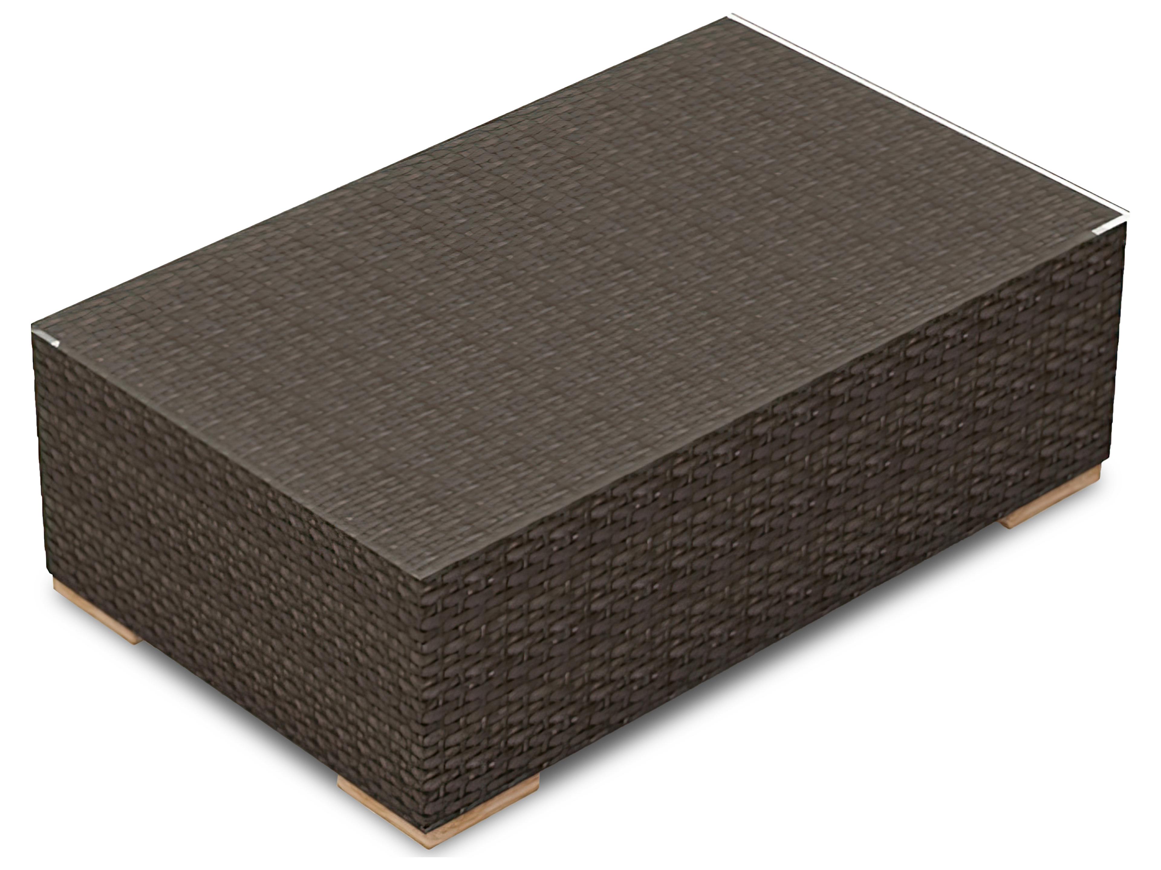 Harmonia Living Arden Wicker Rectangular Glass Top Coffee table
