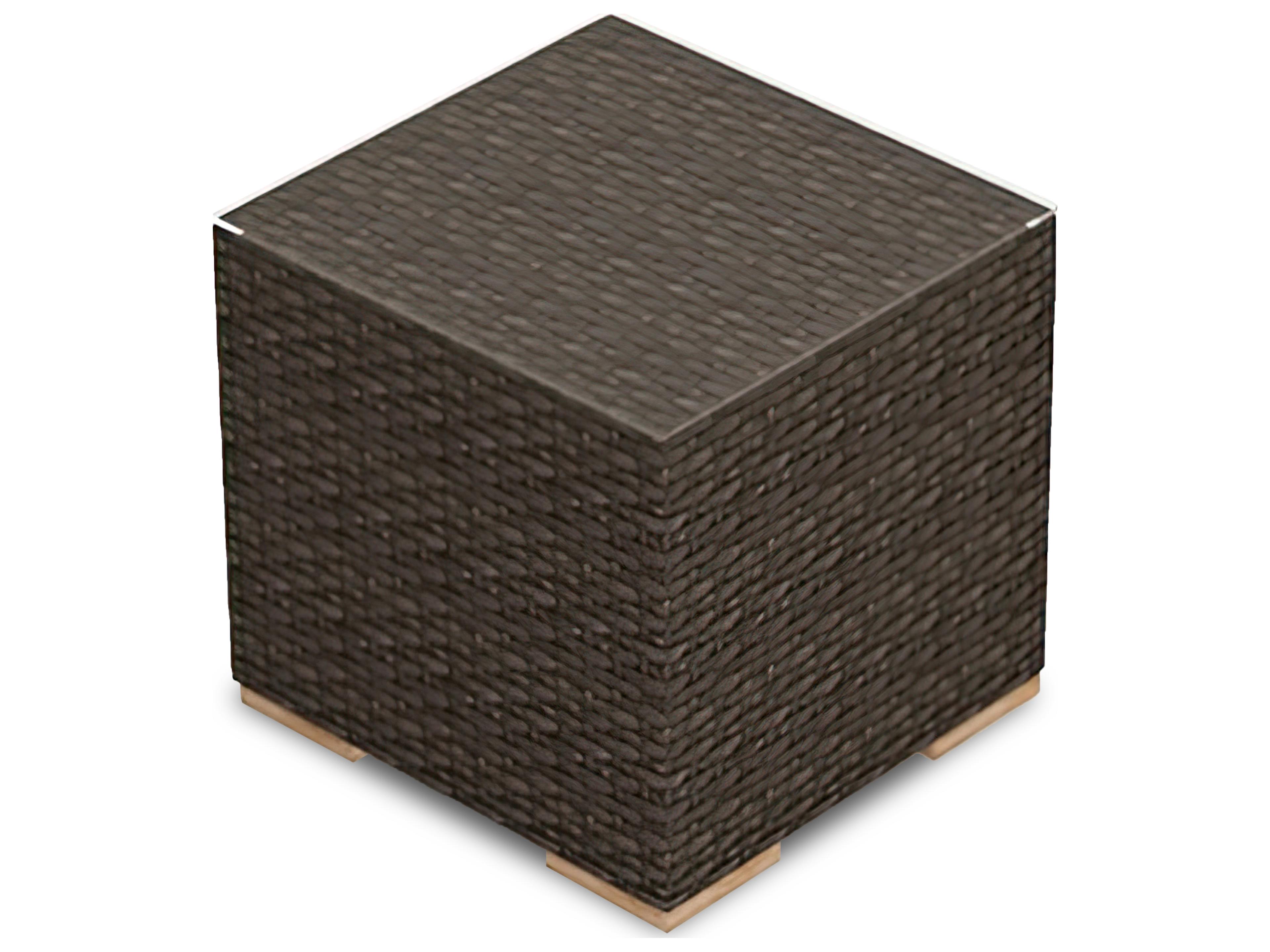 Harmonia Living Arden Wicker Square Glass Top End table