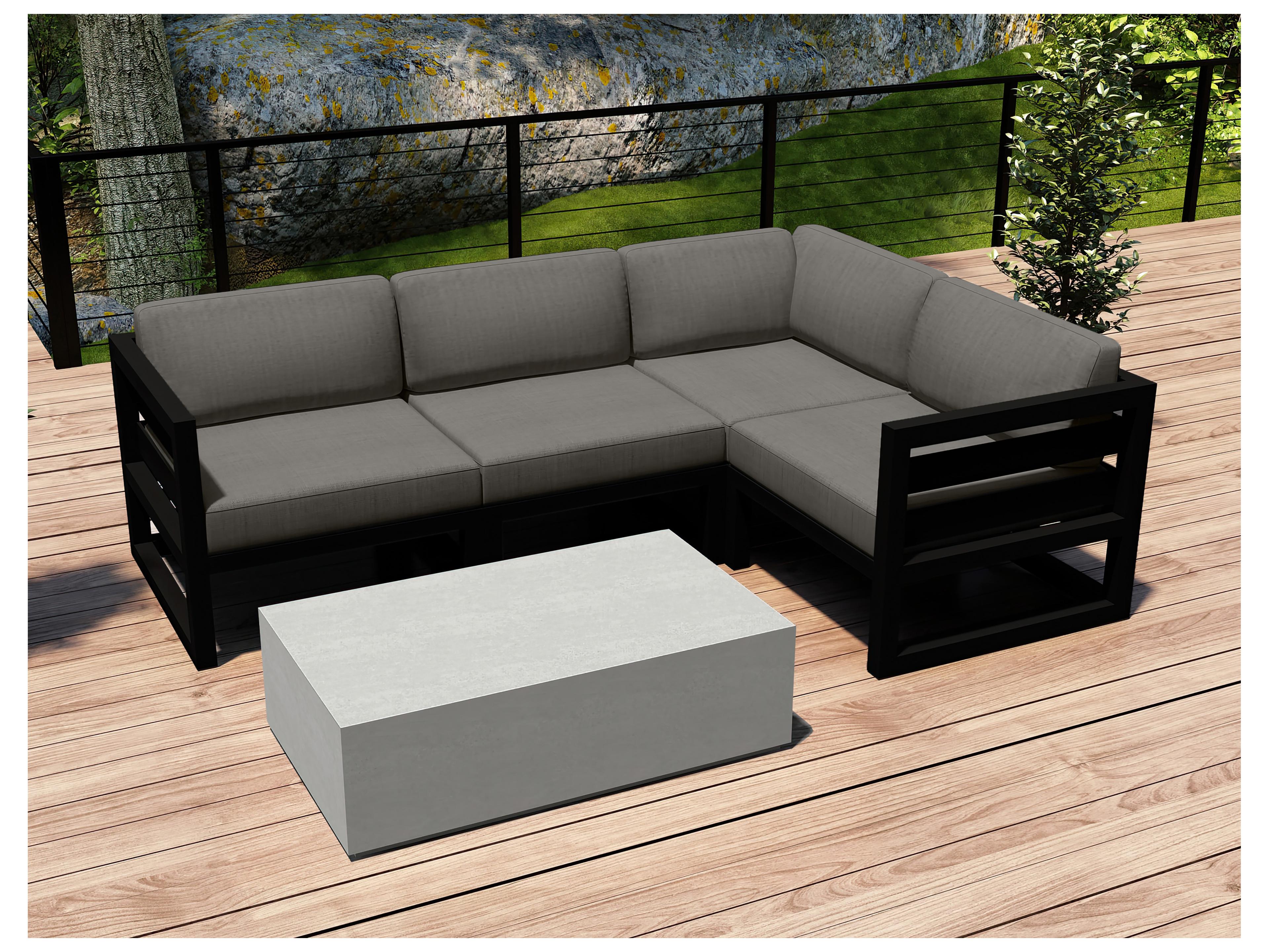 Harmonia Living Avion Aluminum Black Mason 5 Piece Sectional Outdoor Lounge Set