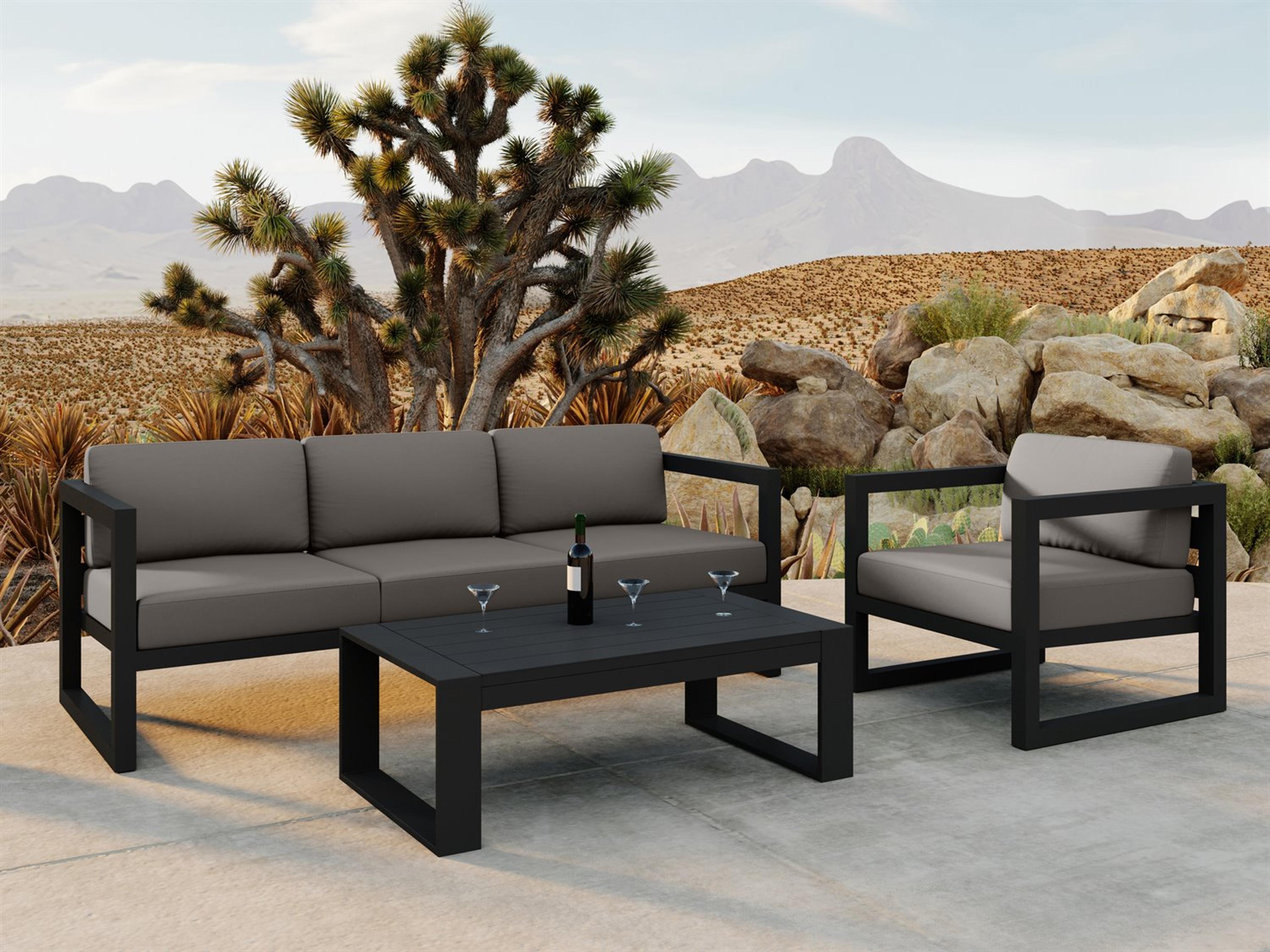 Avion Aluminum Black 3 Piece Sofa Outdoor Lounge Set