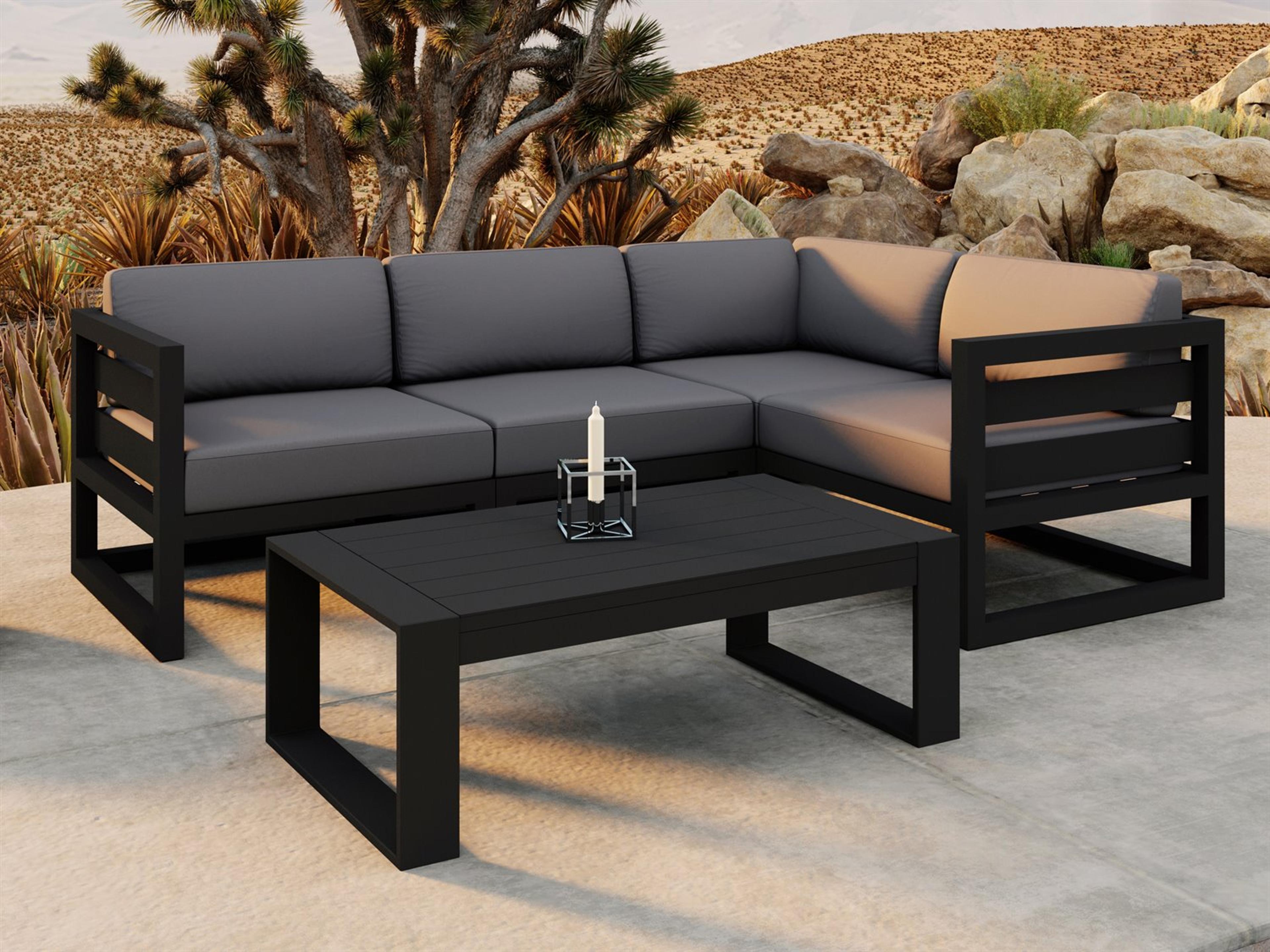 Harmonia Living Avion Aluminum 5 Piece Sectional Outdoor Patio Lounge Set