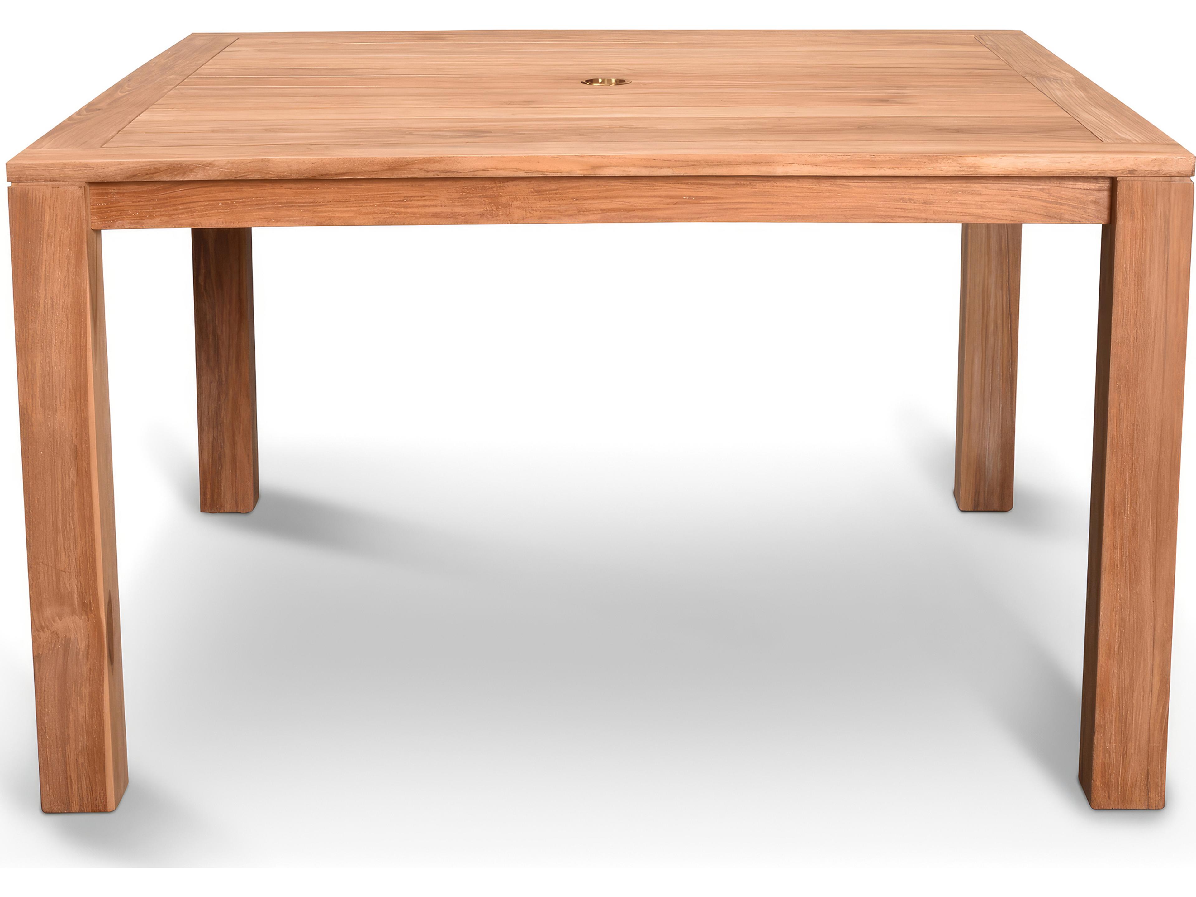 Harmonia Living Classic Teak Square Dining table with Umbrella Hole