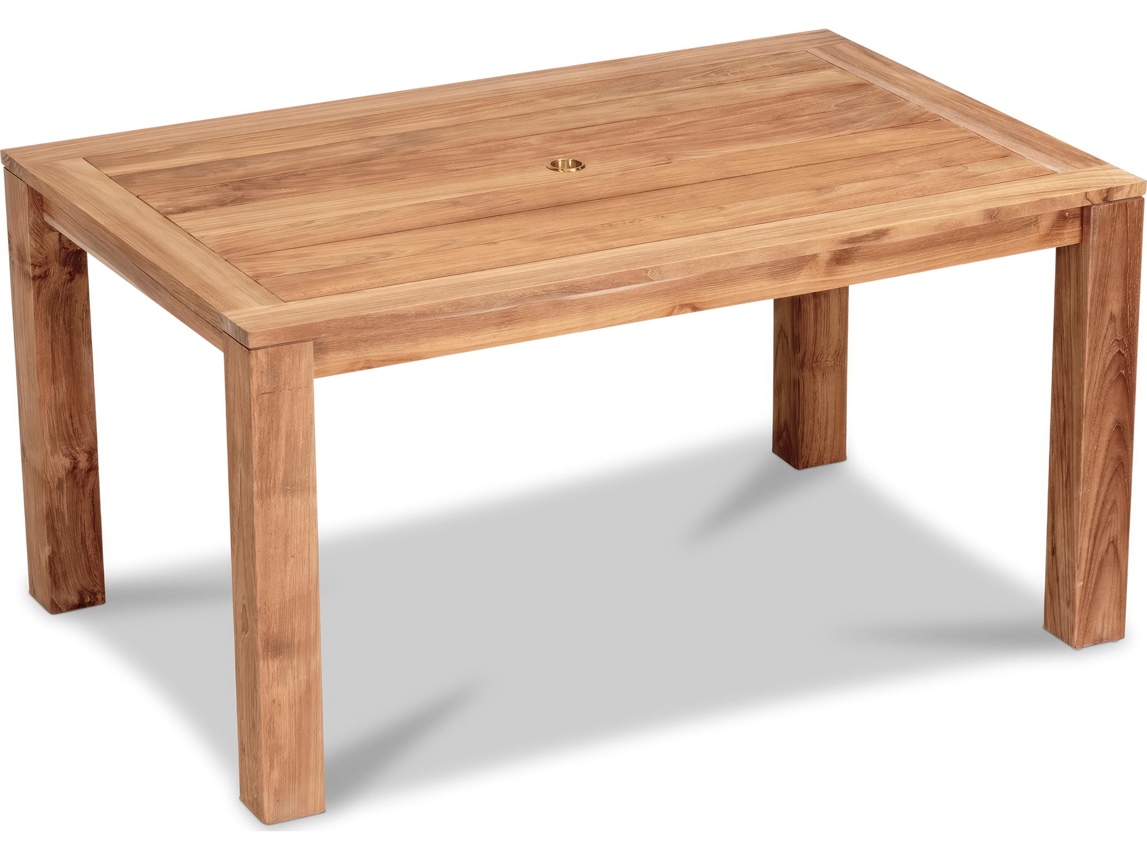 Harmonia Living Classic Teak Rectangular Dining table with Umbrella Hole