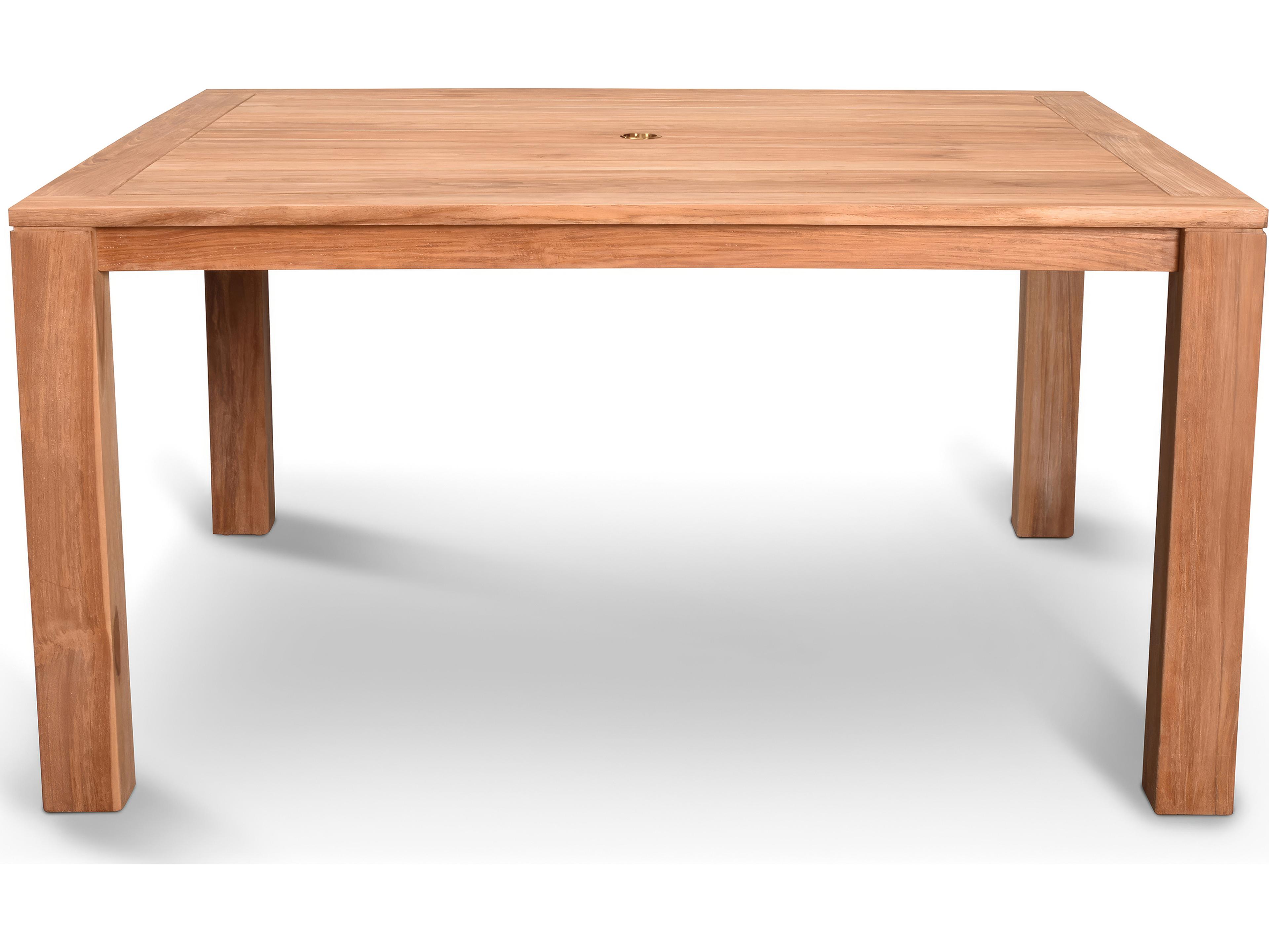Harmonia Living Classic Teak Square Dining table with Umbrella Hole