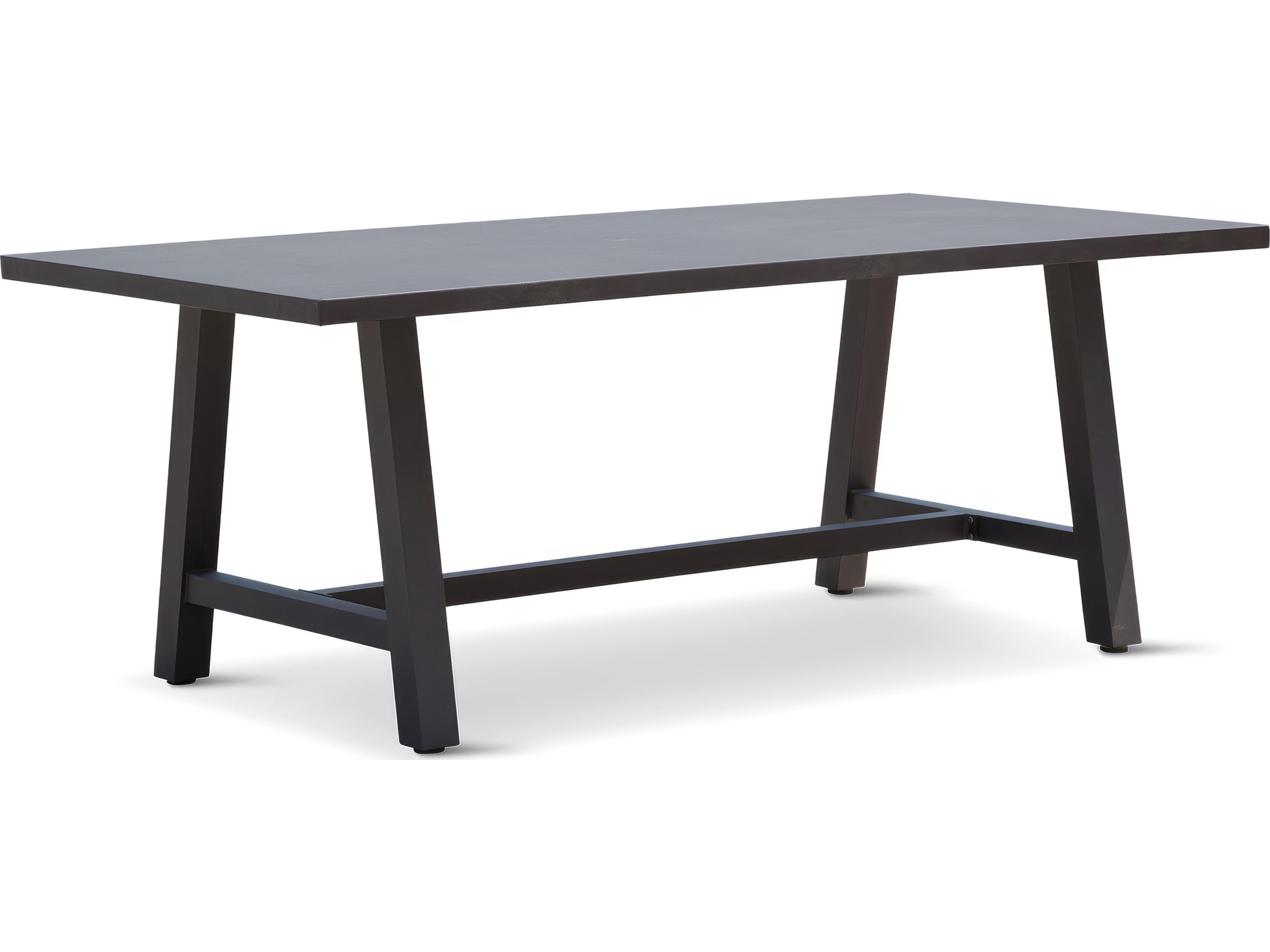 Harmonia Living Commons Aluminum Slate Rectangular Concrete Top Trestle Dining table