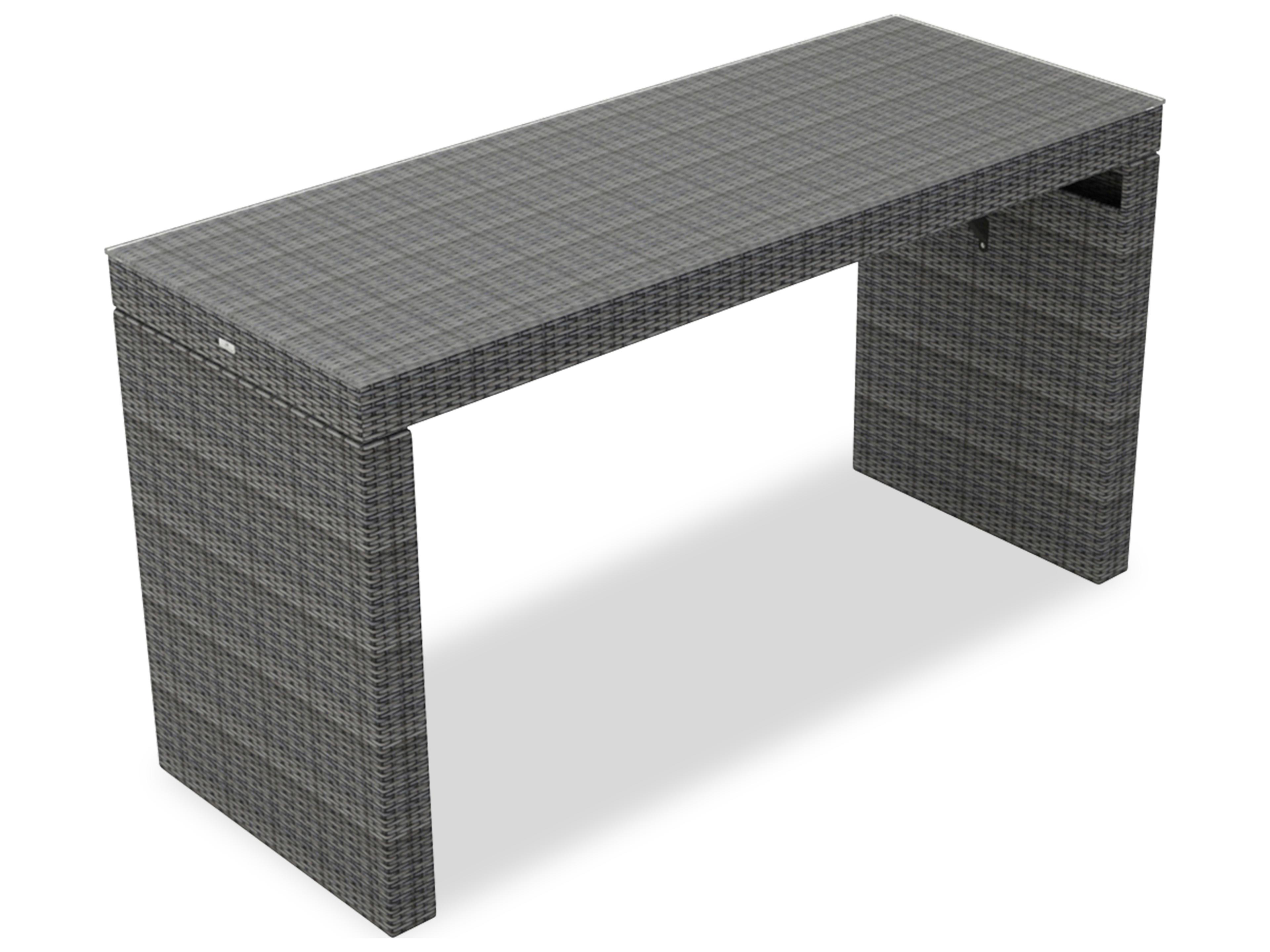 Harmonia Living District Wicker Rectangular Glass Top Bar table