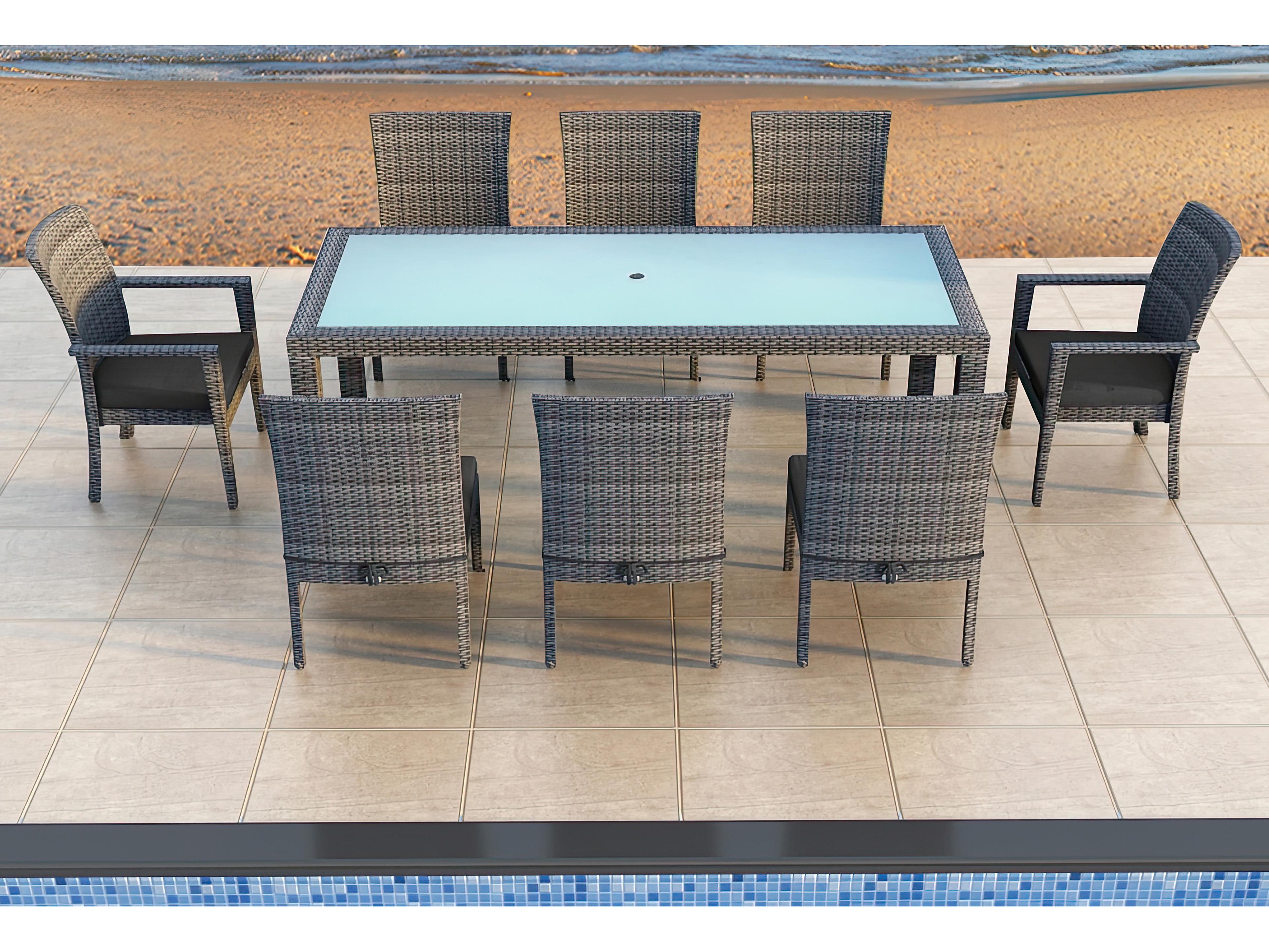 Harmonia Living District Wicker 9 Piece Outdoor Dining Set