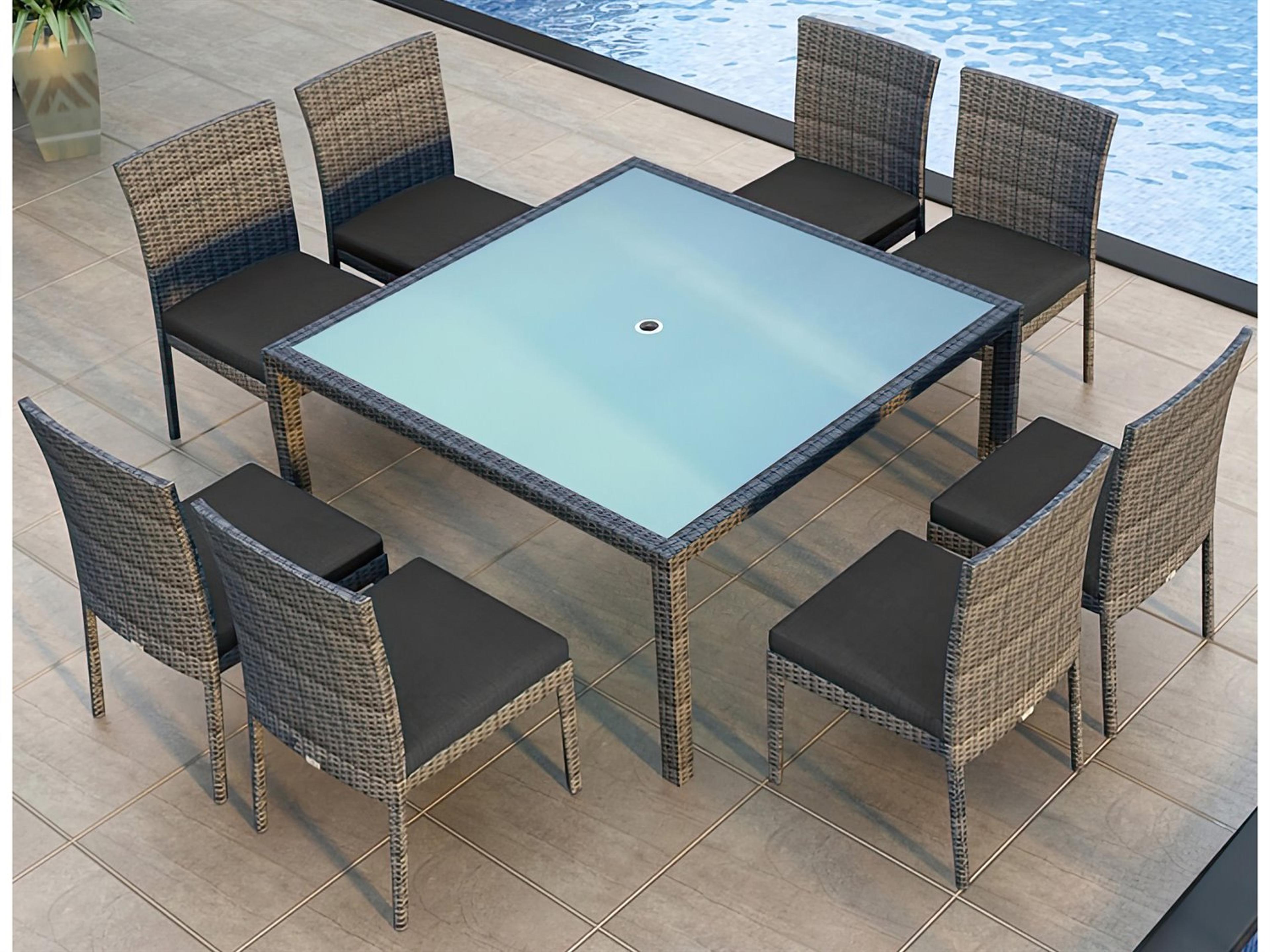 Harmonia Living District Wicker 9 Piece Outdoor Patio Dining Set