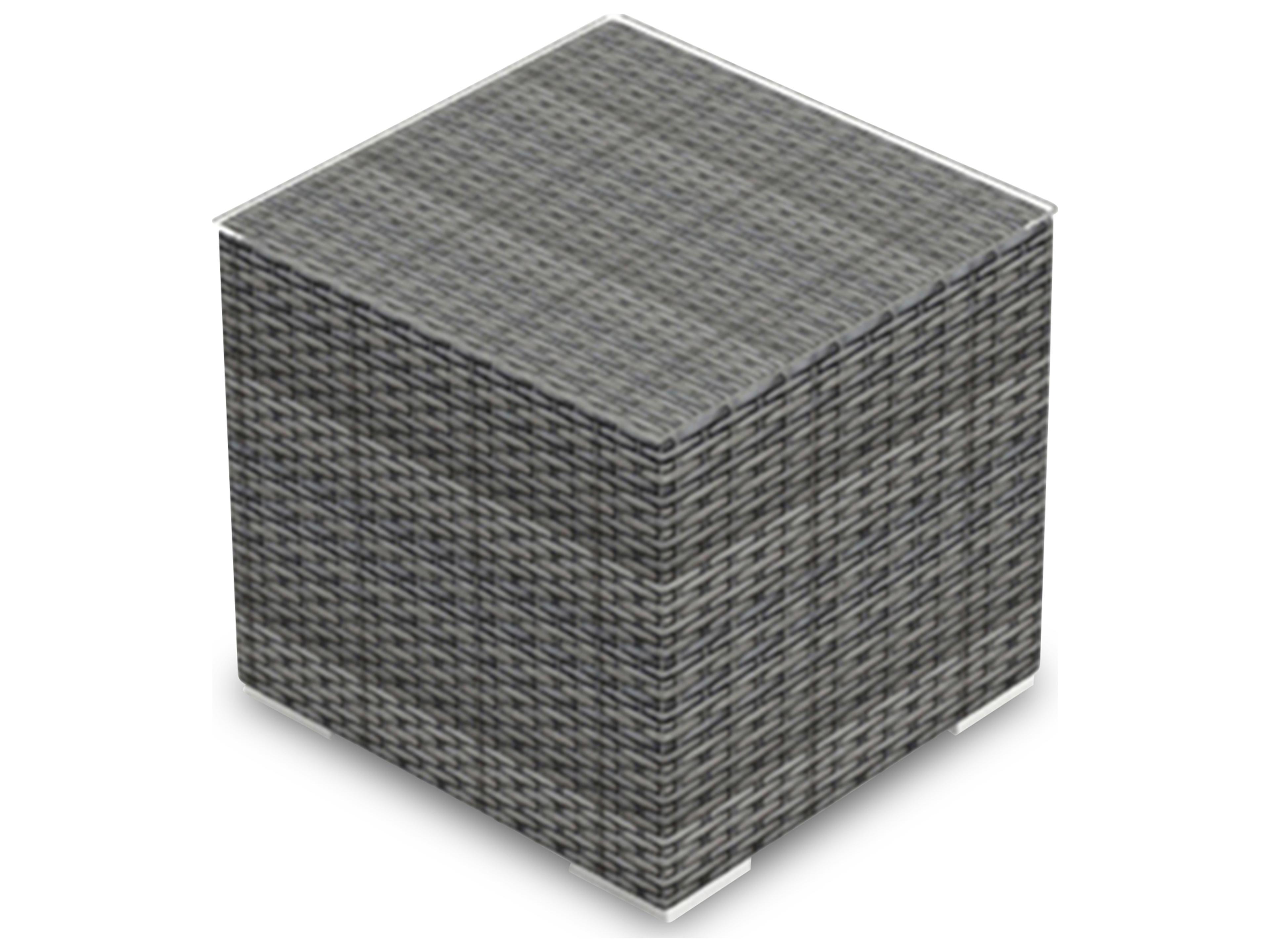 Harmonia Living District Wicker Square Glass Top End table