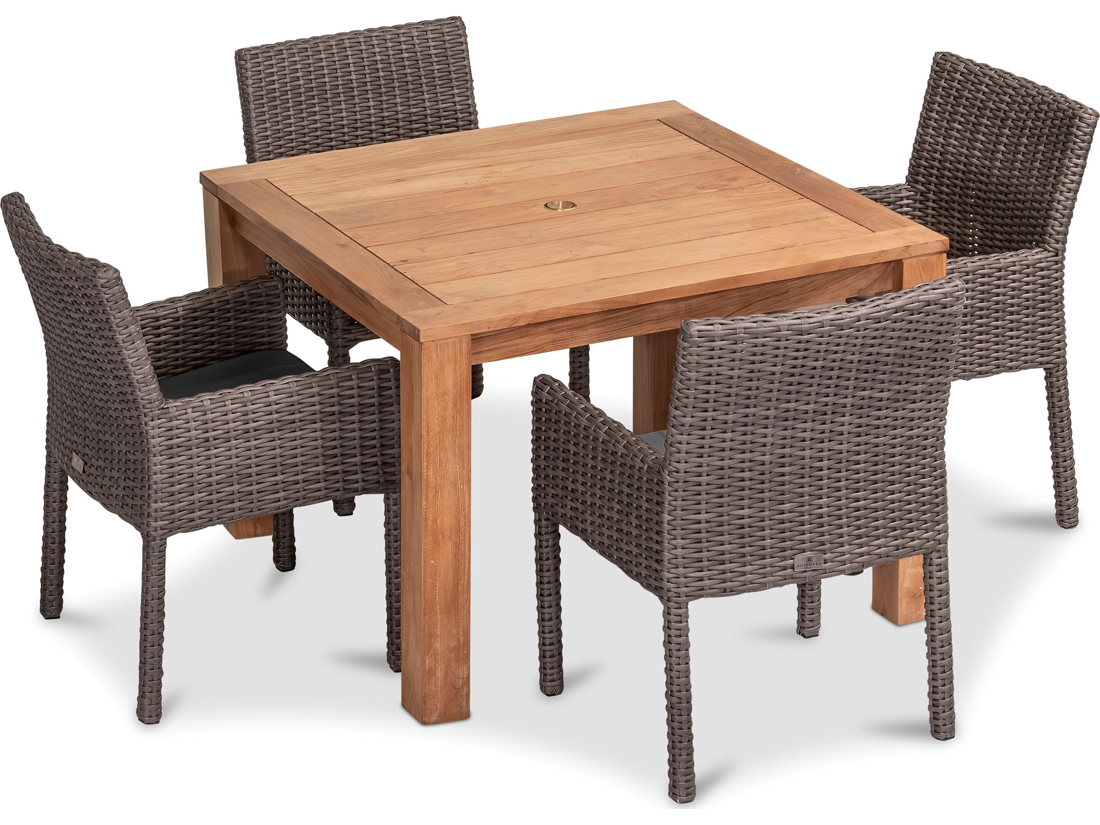Harmonia Living Viento HDPE Wicker Driftwood 5 Piece Patio Dining Set