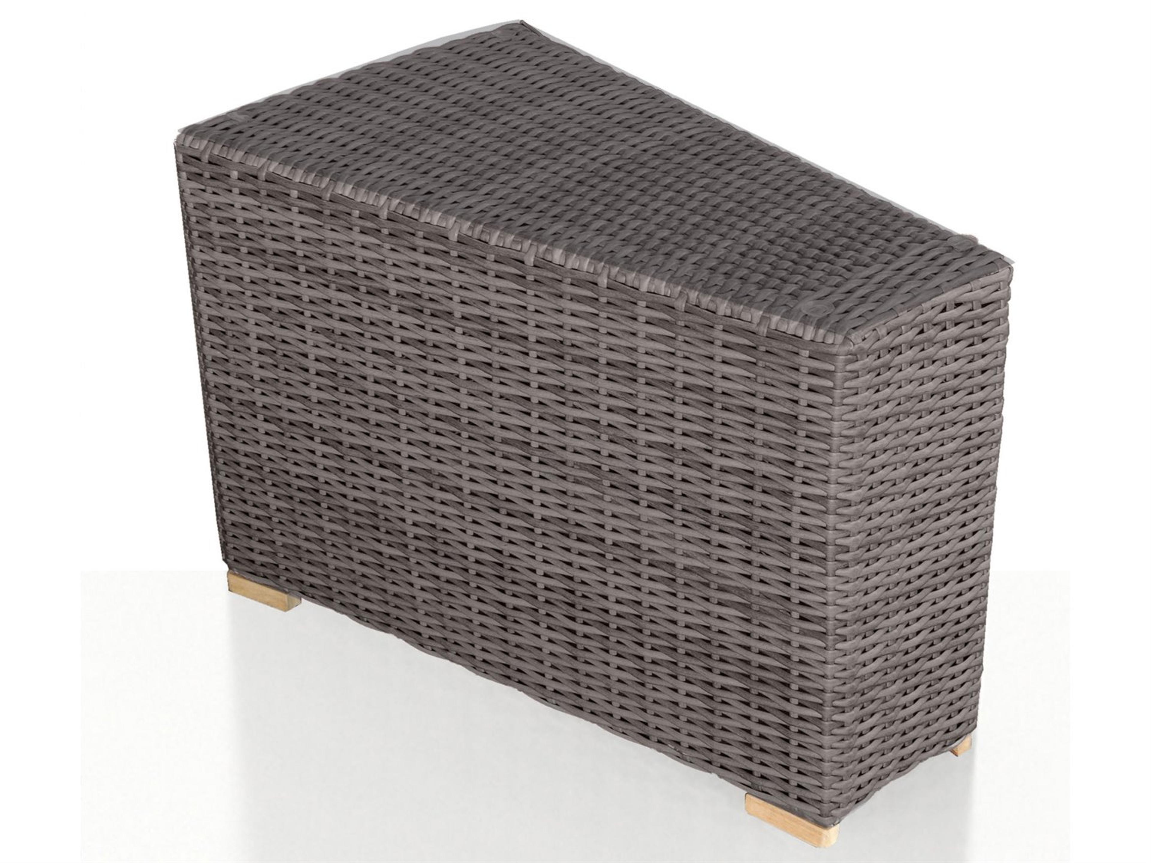 Harmonia Living Viento Wicker Rectangular Glass Top Wedge End table