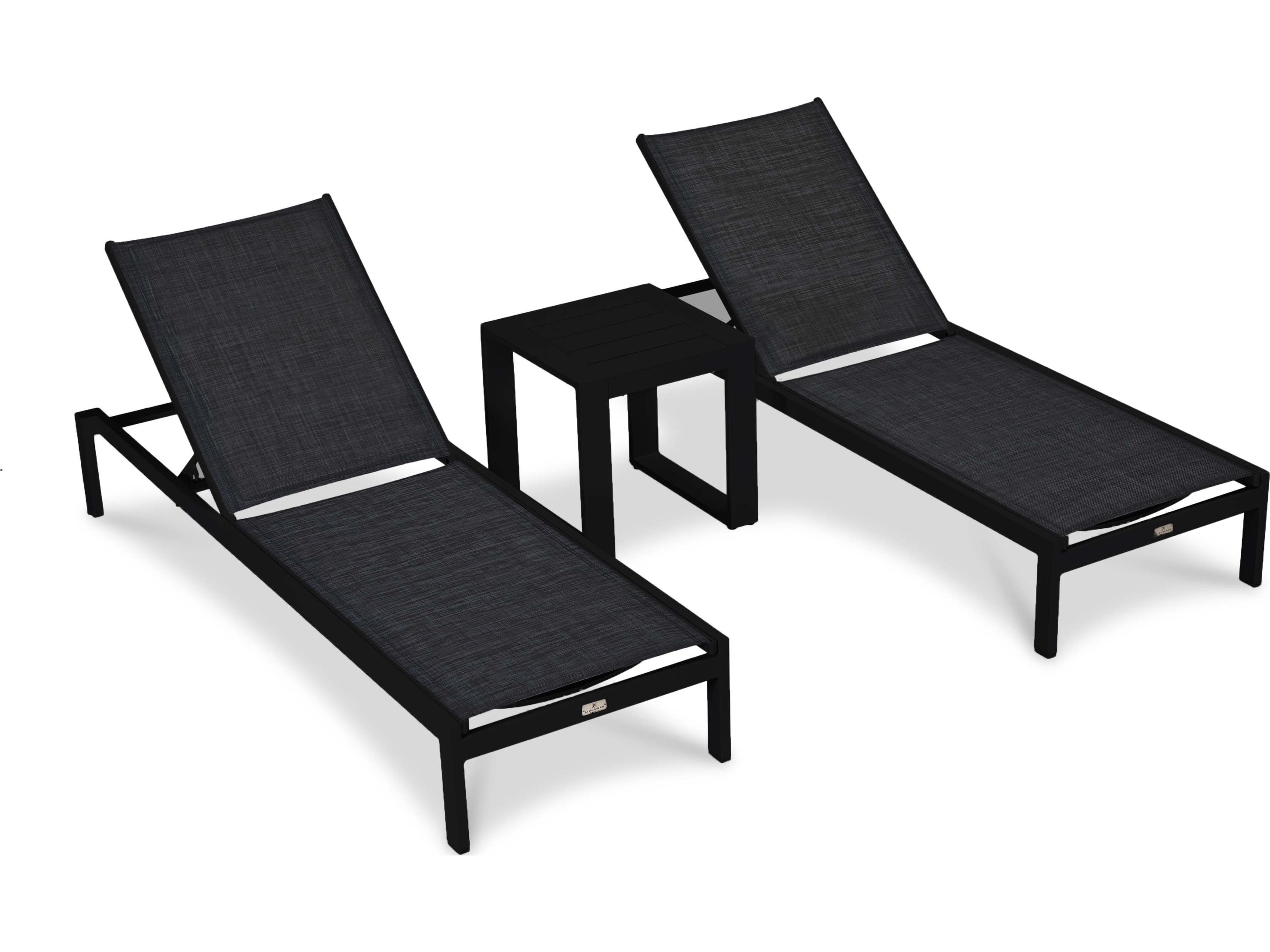 Harmonia Living Lift Aluminum Sling 3 Piece Chaise Outdoor Lounge Set