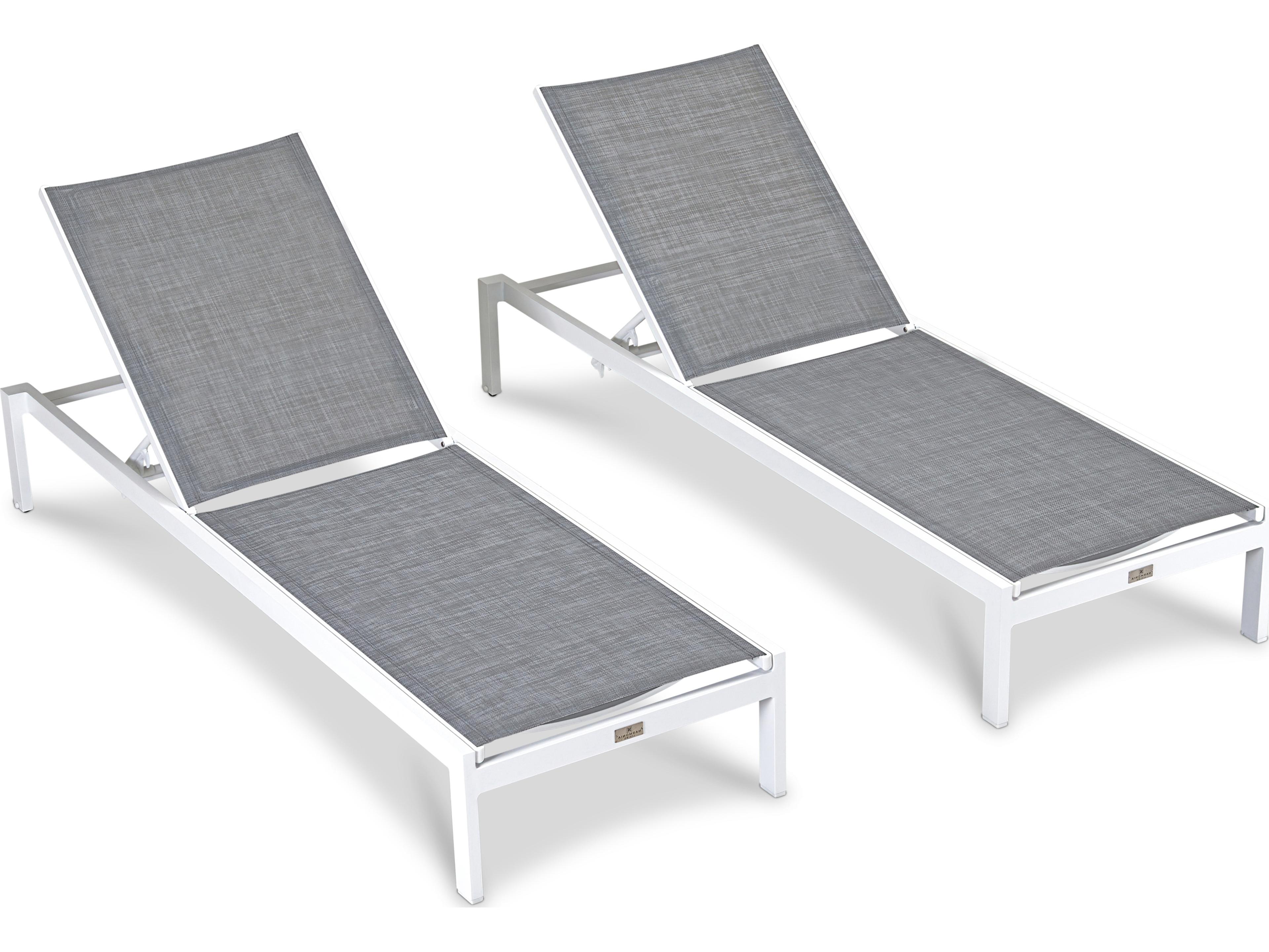 Lift Aluminum Sling Stackable Reclining Patio Chaise Lounge Set of 2