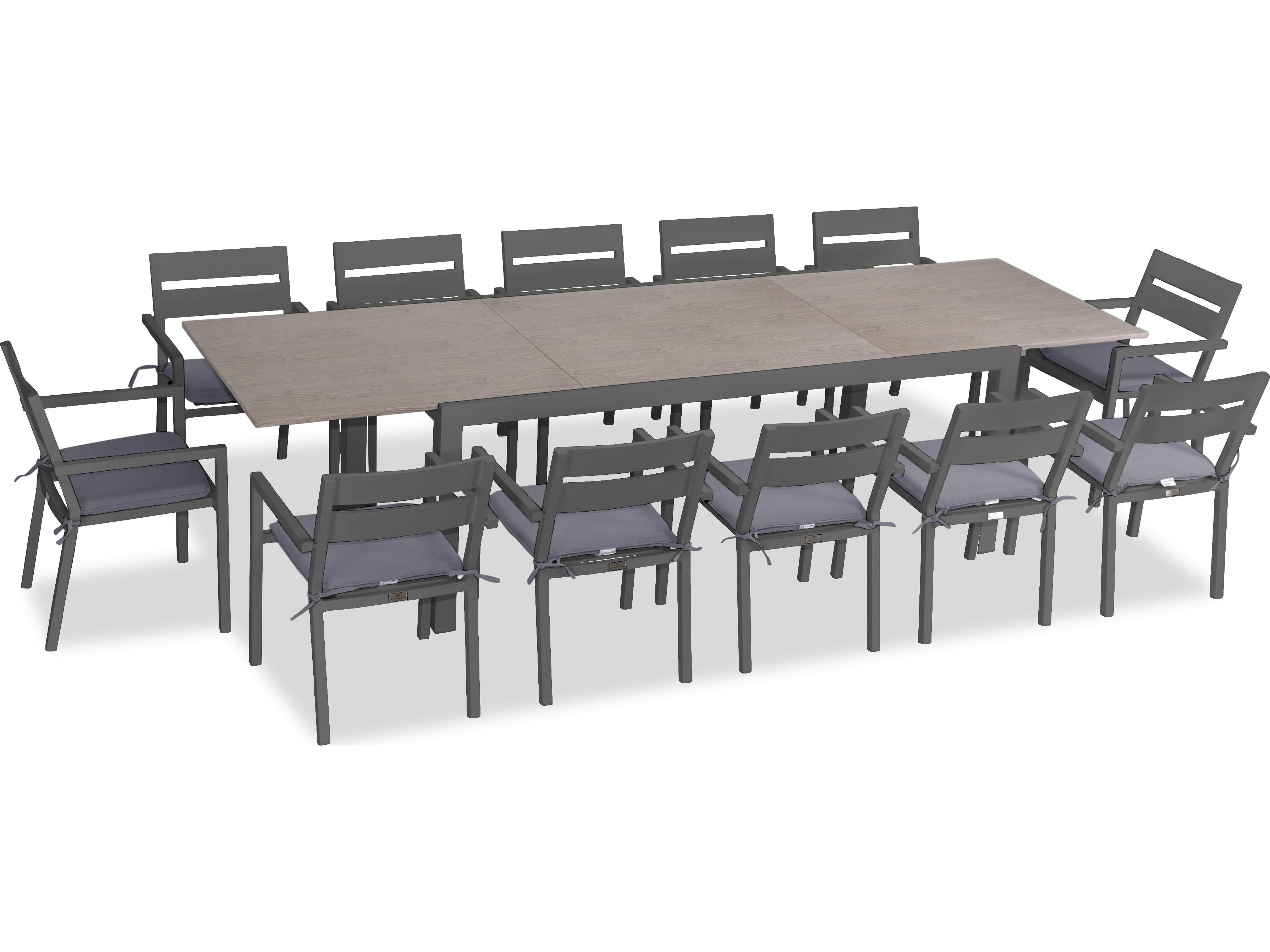 Pacifica Aluminum Slate 13 Piece Extendable Outdoor Patio Dining Set