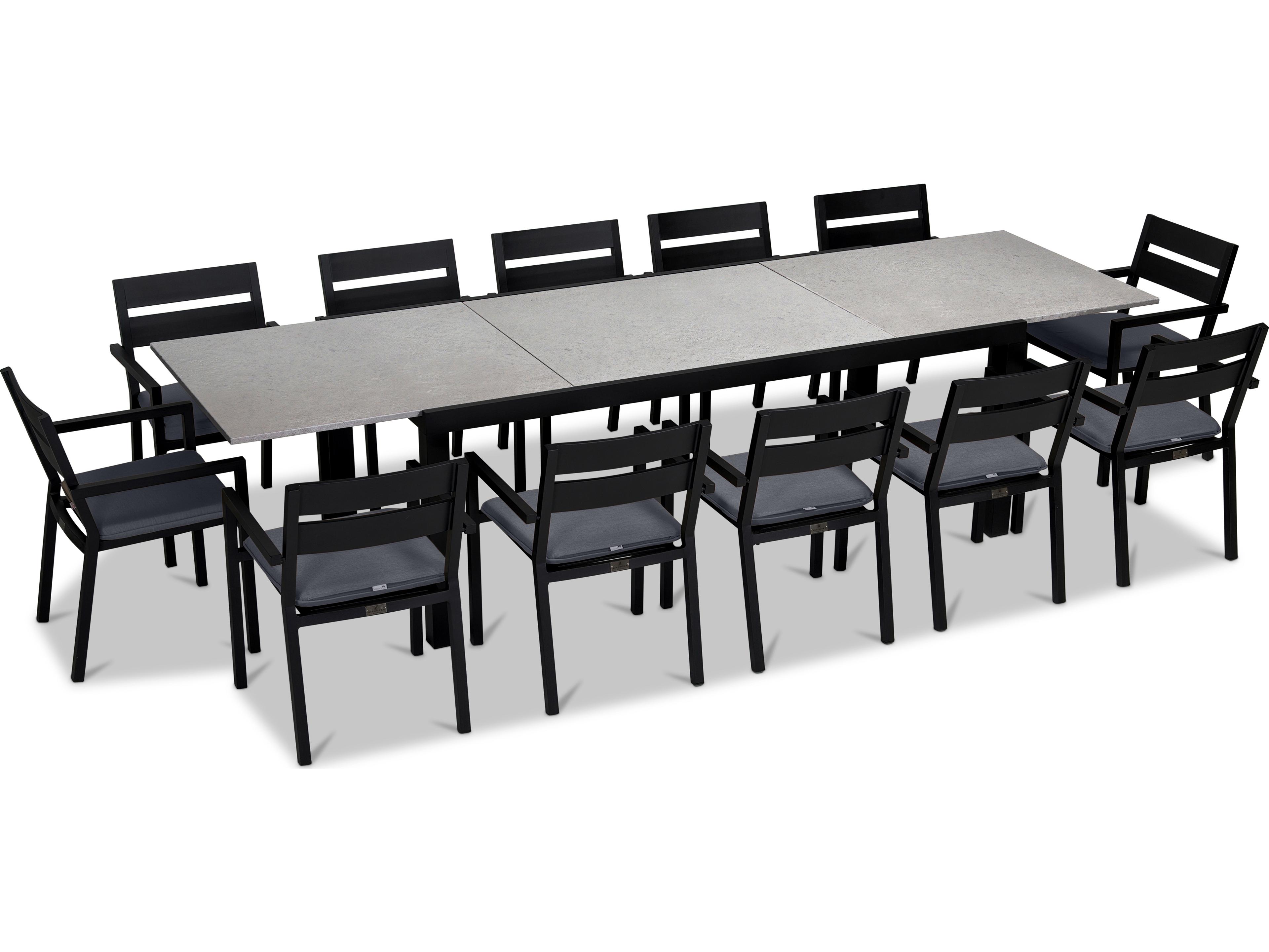 Harmonia Living Pacifica Aluminum Black 13 Piece Extendable Patio Dining Set