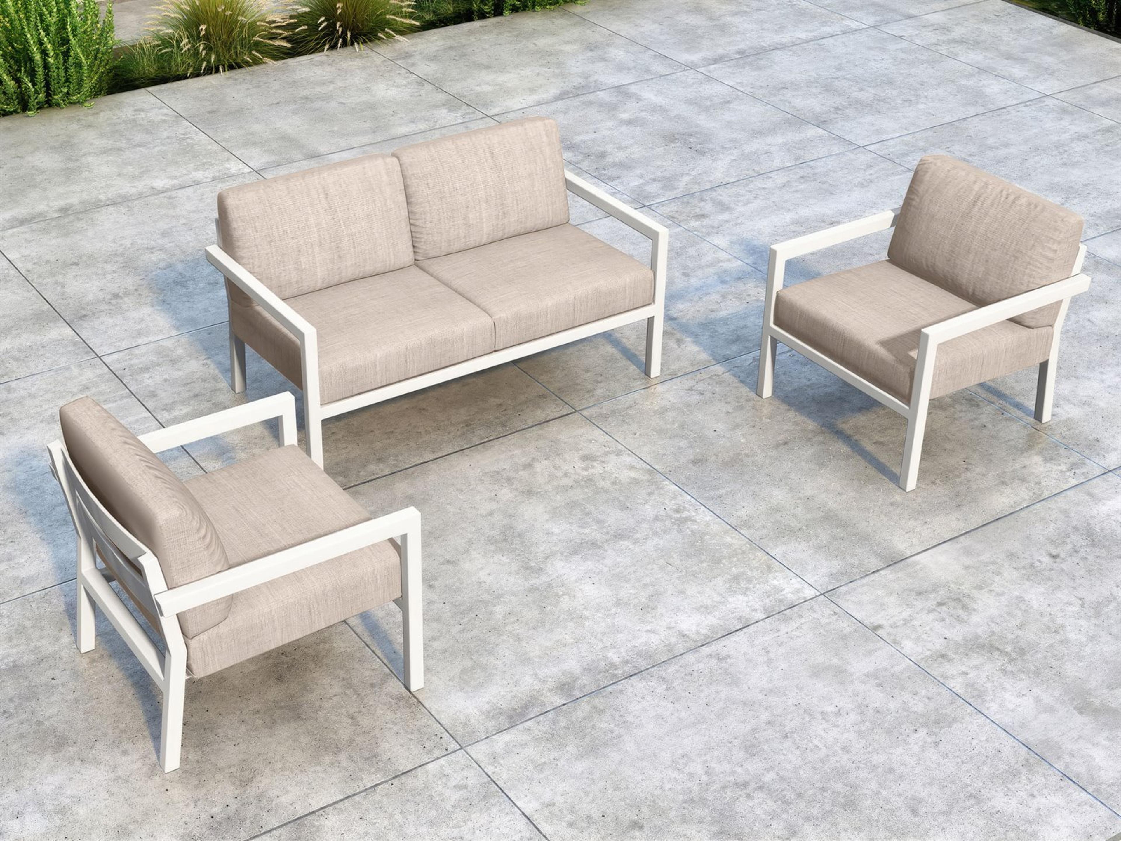 Harmonia Living Pacifica Aluminum Black 3 Piece Outdoor Lounge Set