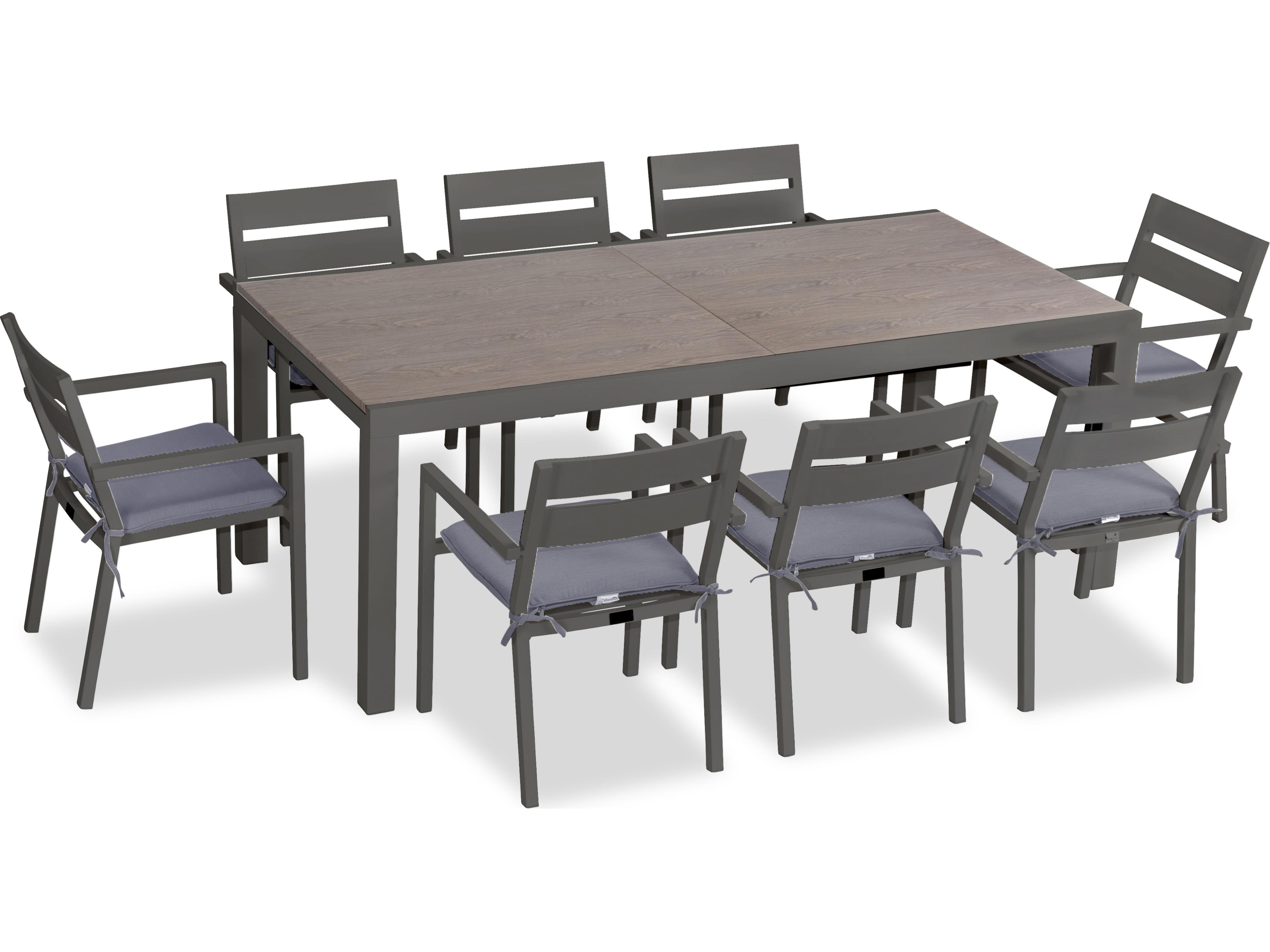 Harmonia Living Pacifica Aluminum Slate Classic 9 Piece Extendable Outdoor Patio Dining Set