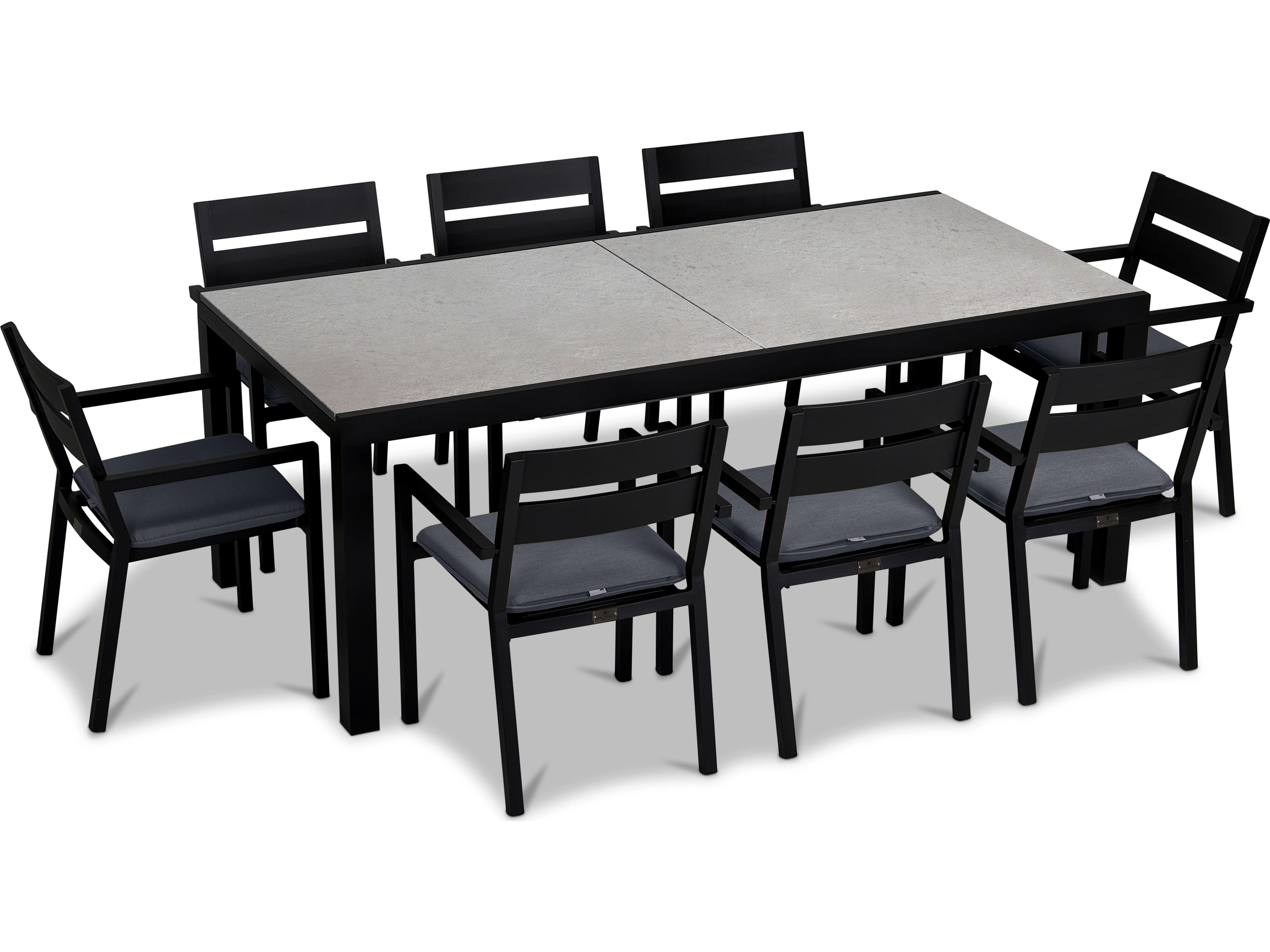Harmonia Living Pacifica Aluminum Black 9 Piece Extendable Patio Dining Set