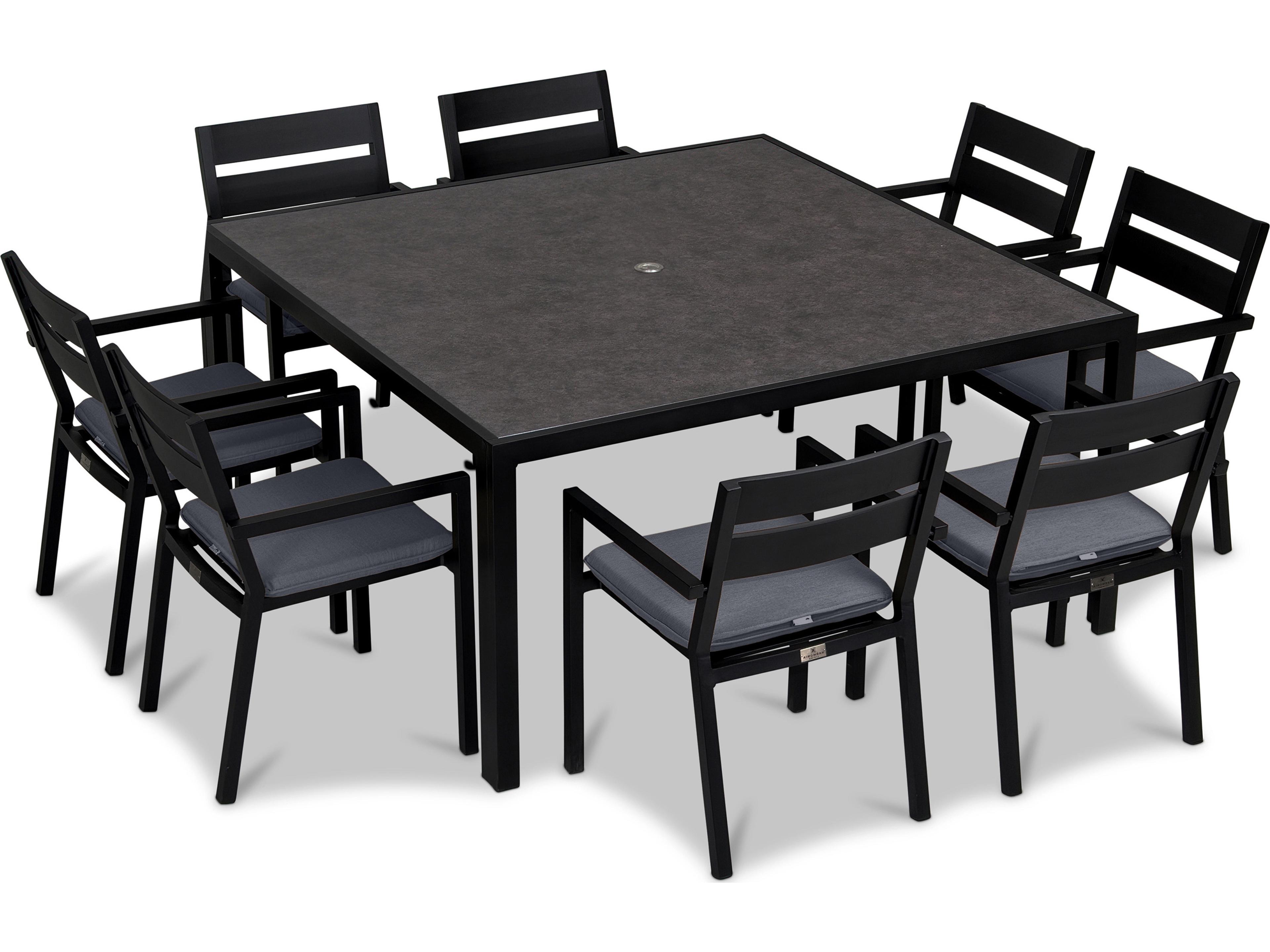 Pacifica Aluminum Black 9 Piece Outdoor Dining Set