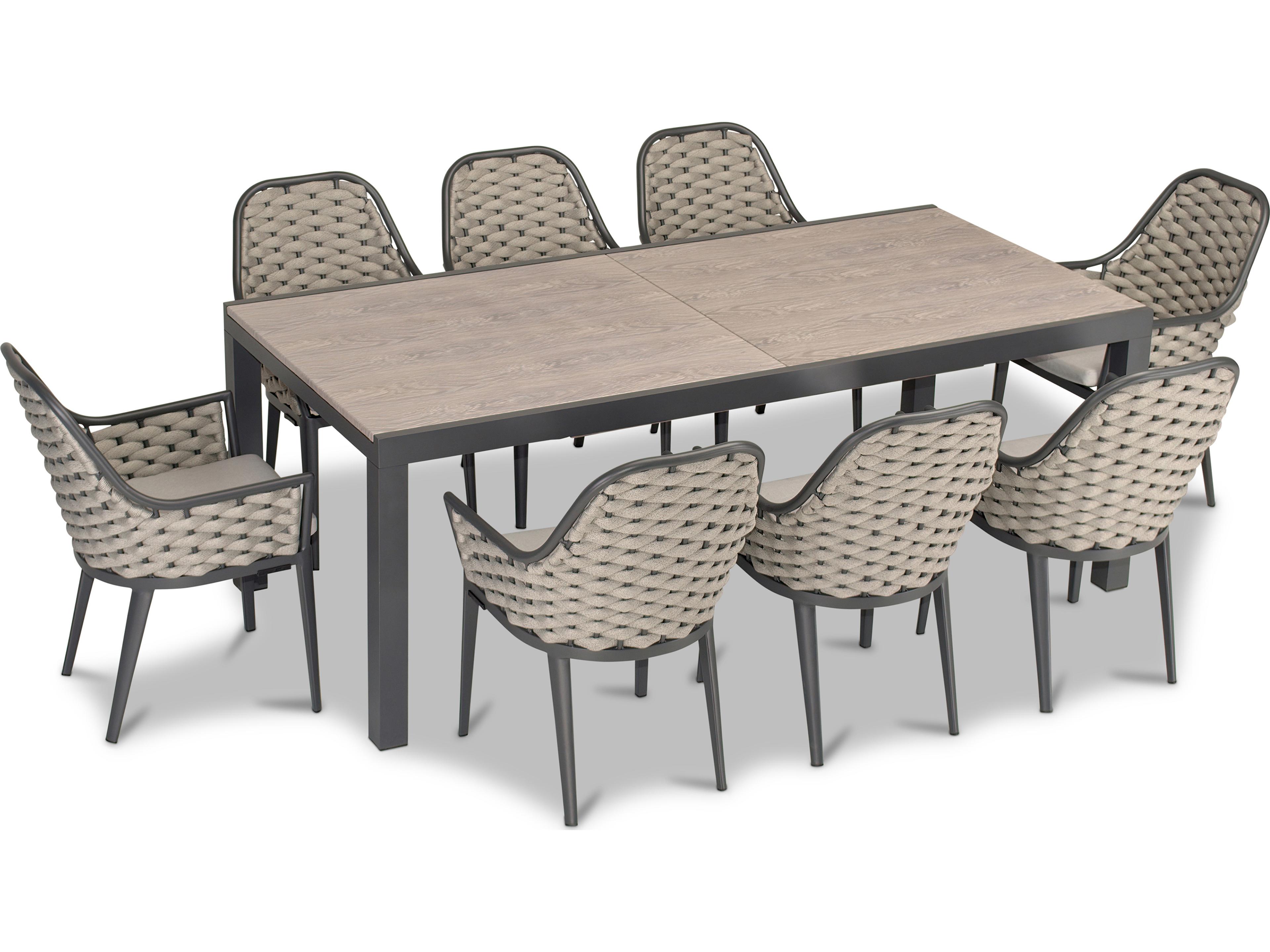 Harmonia Living Parlor Aluminum Rope 9 Piece Seat Patio Dining Set