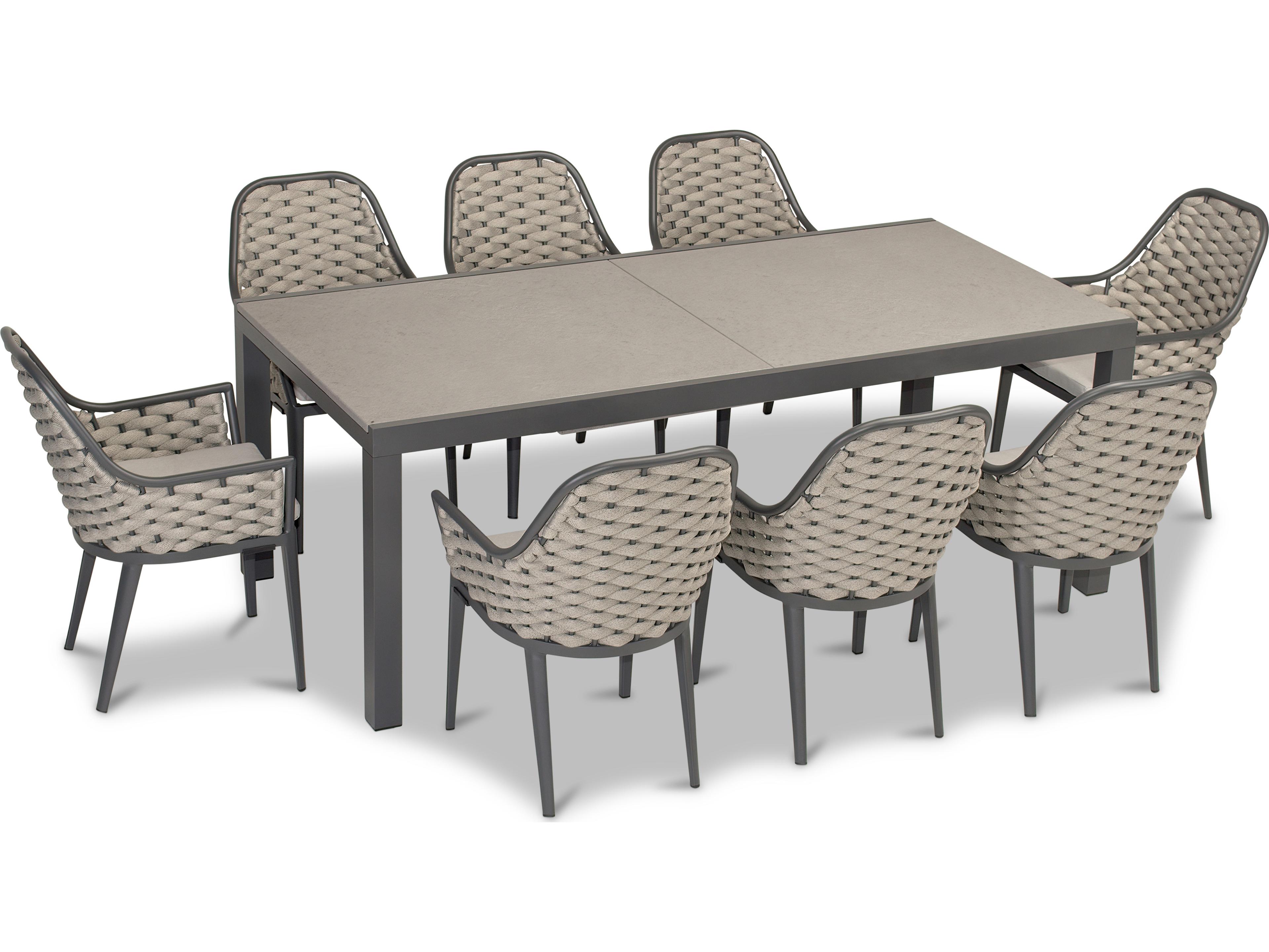 Harmonia Living Parlor Aluminum Rope 9 Piece Seat Outdoor Dining Set