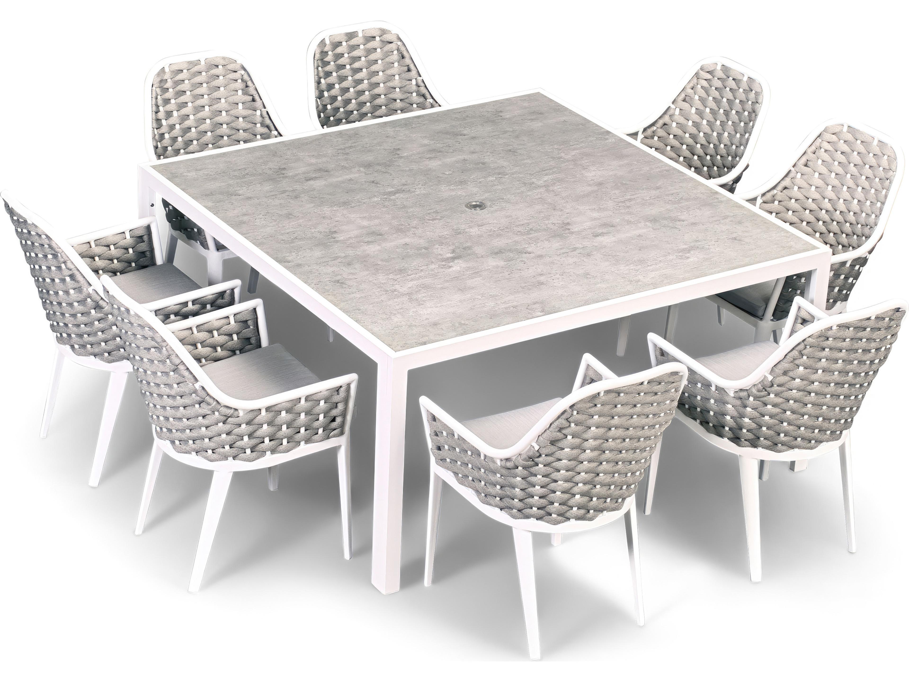 Harmonia Living Parlor Aluminum Rope 9 Piece Seat Outdoor Patio Dining Set