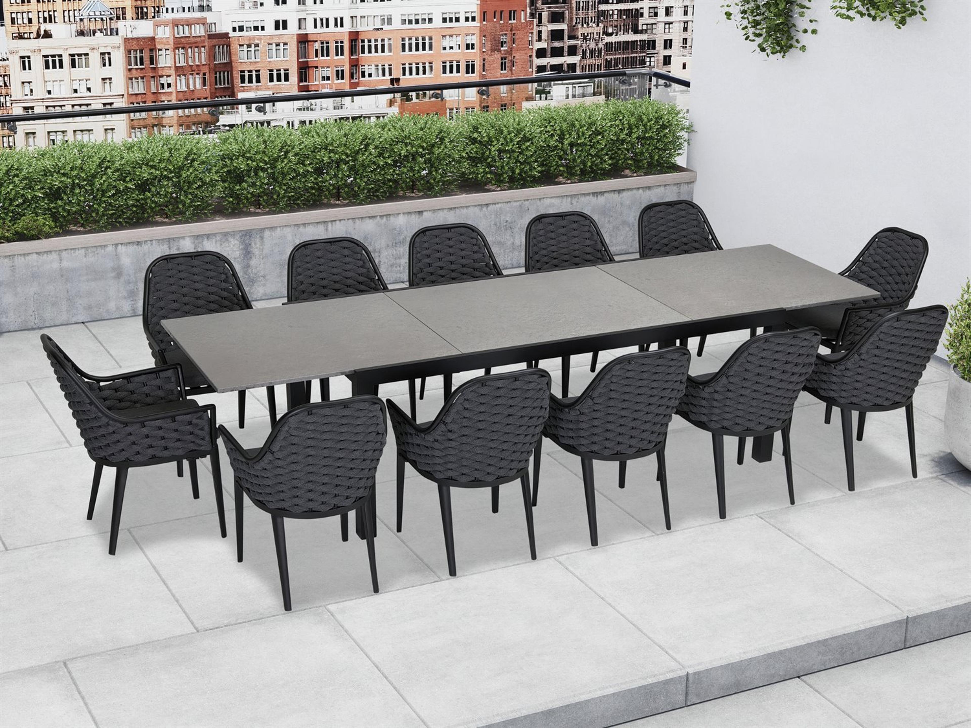 Harmonia Living Parlor Aluminum Rope 13 Piece Seat Patio Dining Set