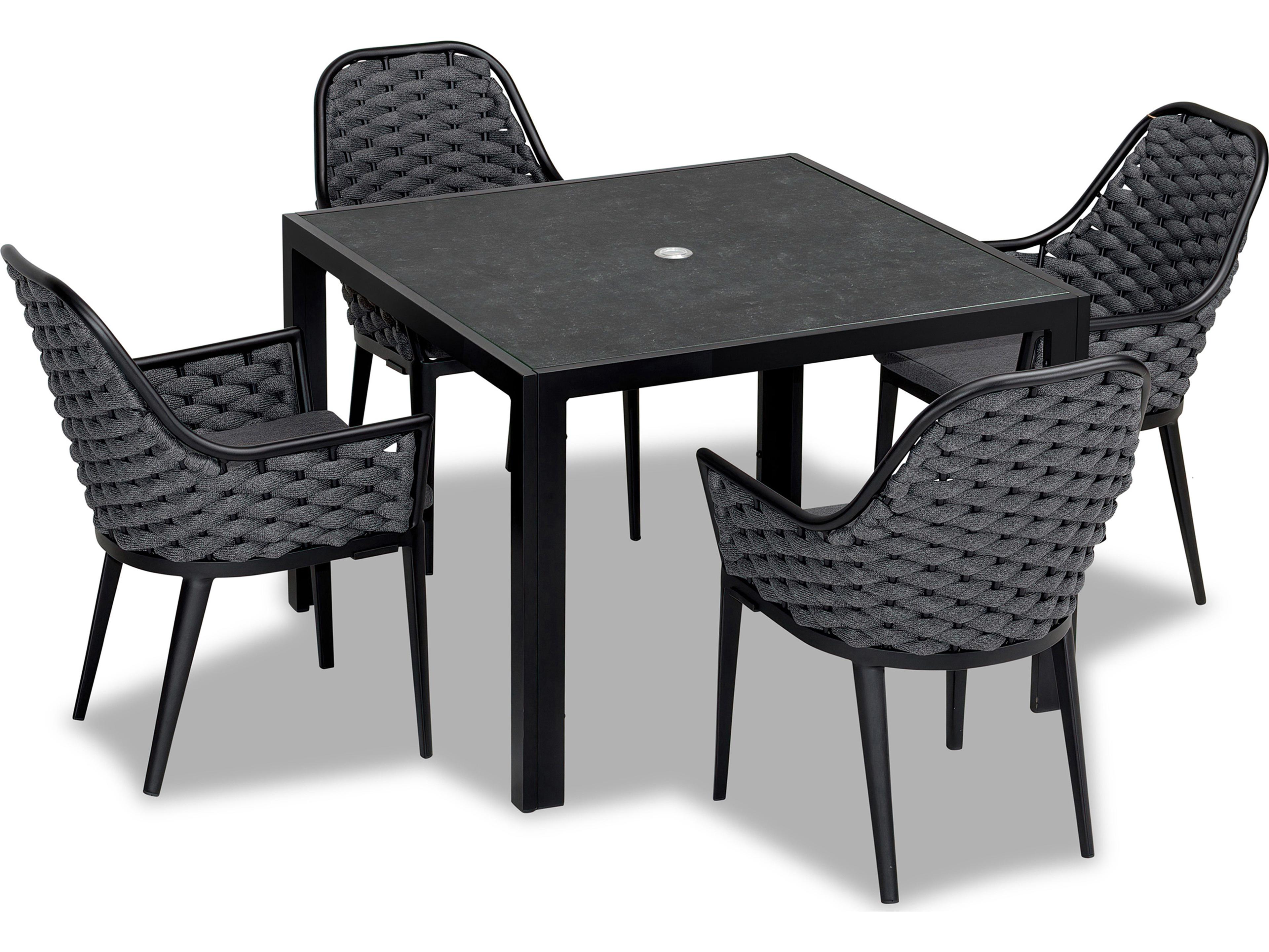 Harmonia Living Parlor Aluminum Rope 5 Piece Outdoor Dining Set