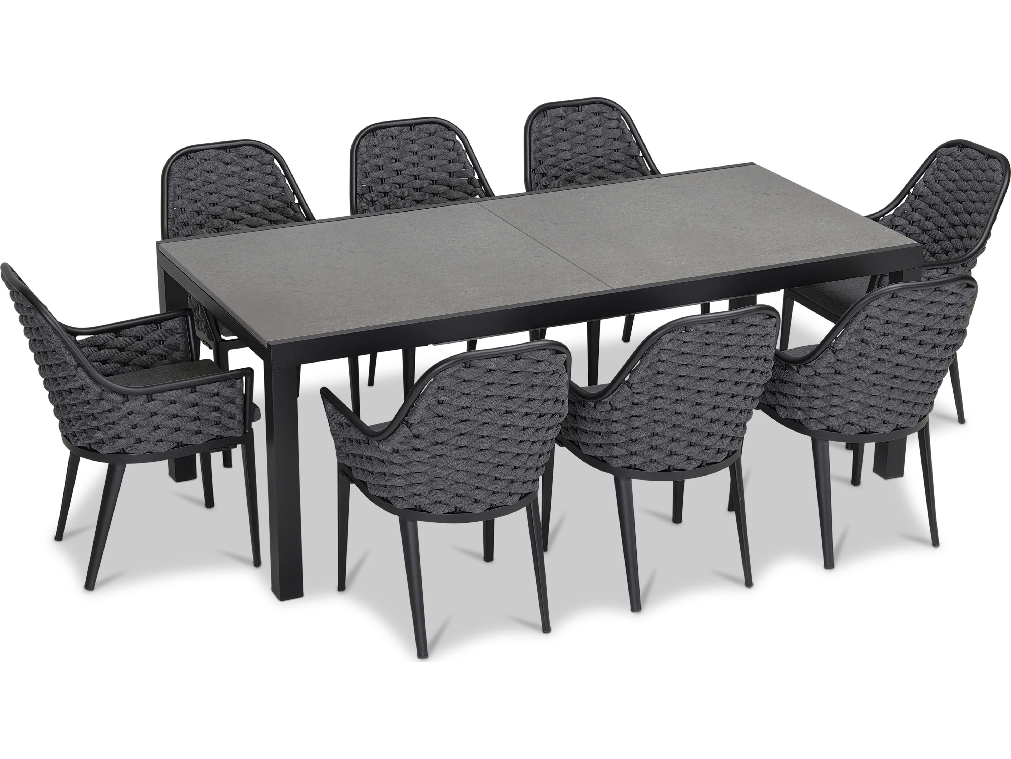Harmonia Living Parlor Aluminum Rope 9 Piece Seat Patio Dining Set