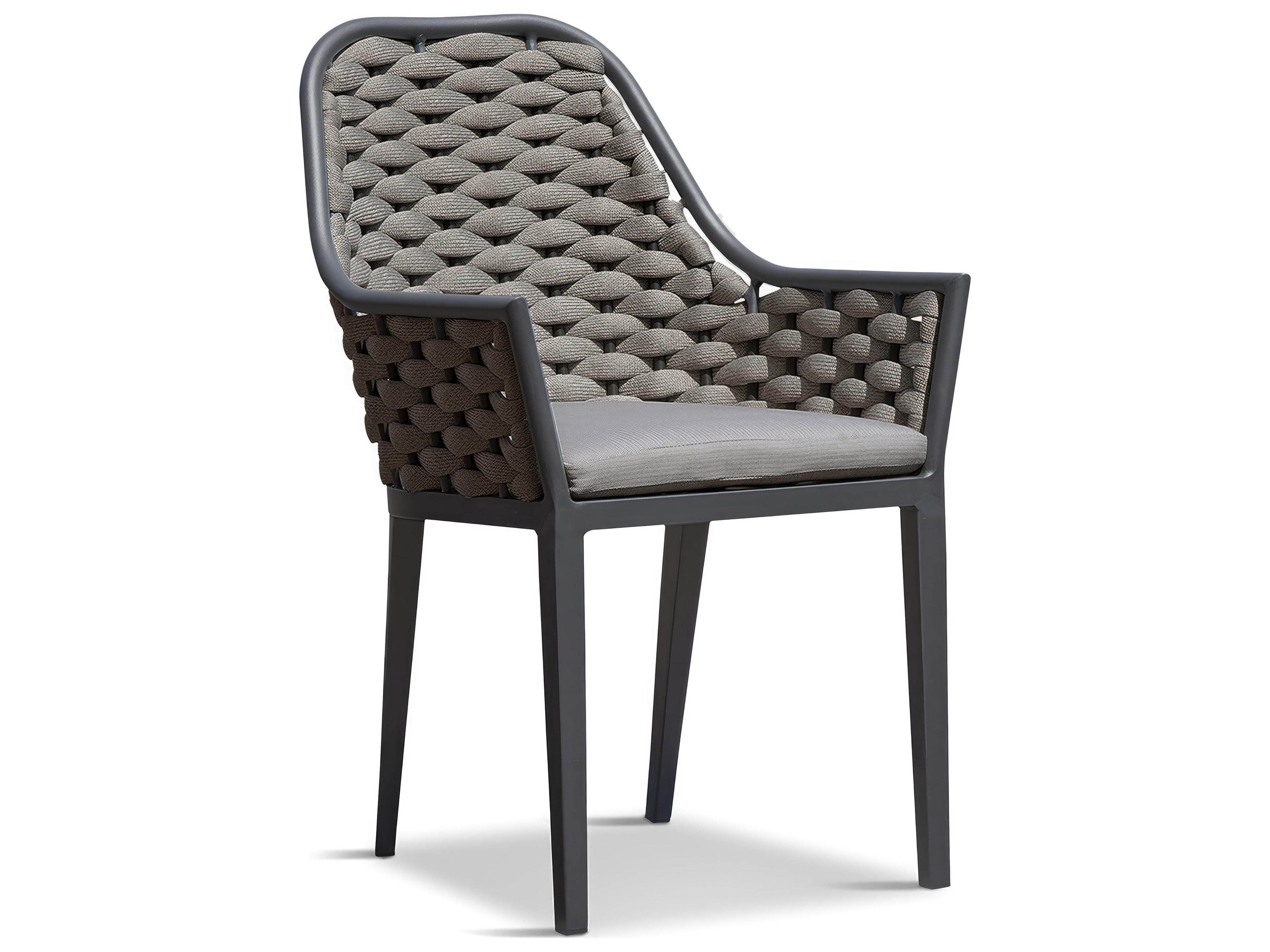 Harmonia Living Parlor Aluminum Rope Stackable Outdoor Patio Dining Arm Chair