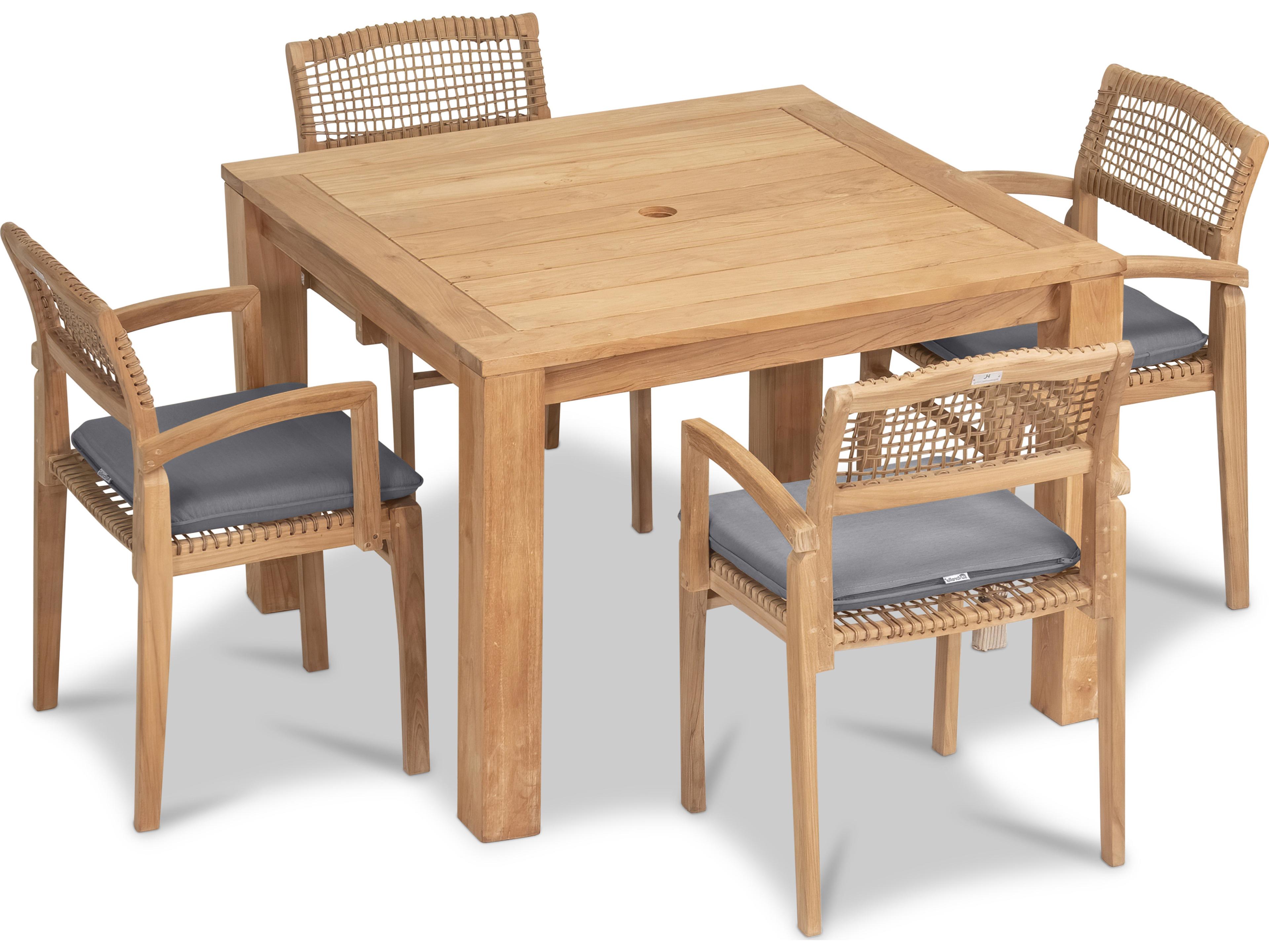 Harmonia Living Sands Teak 5 Piece Outdoor Patio Dining Set