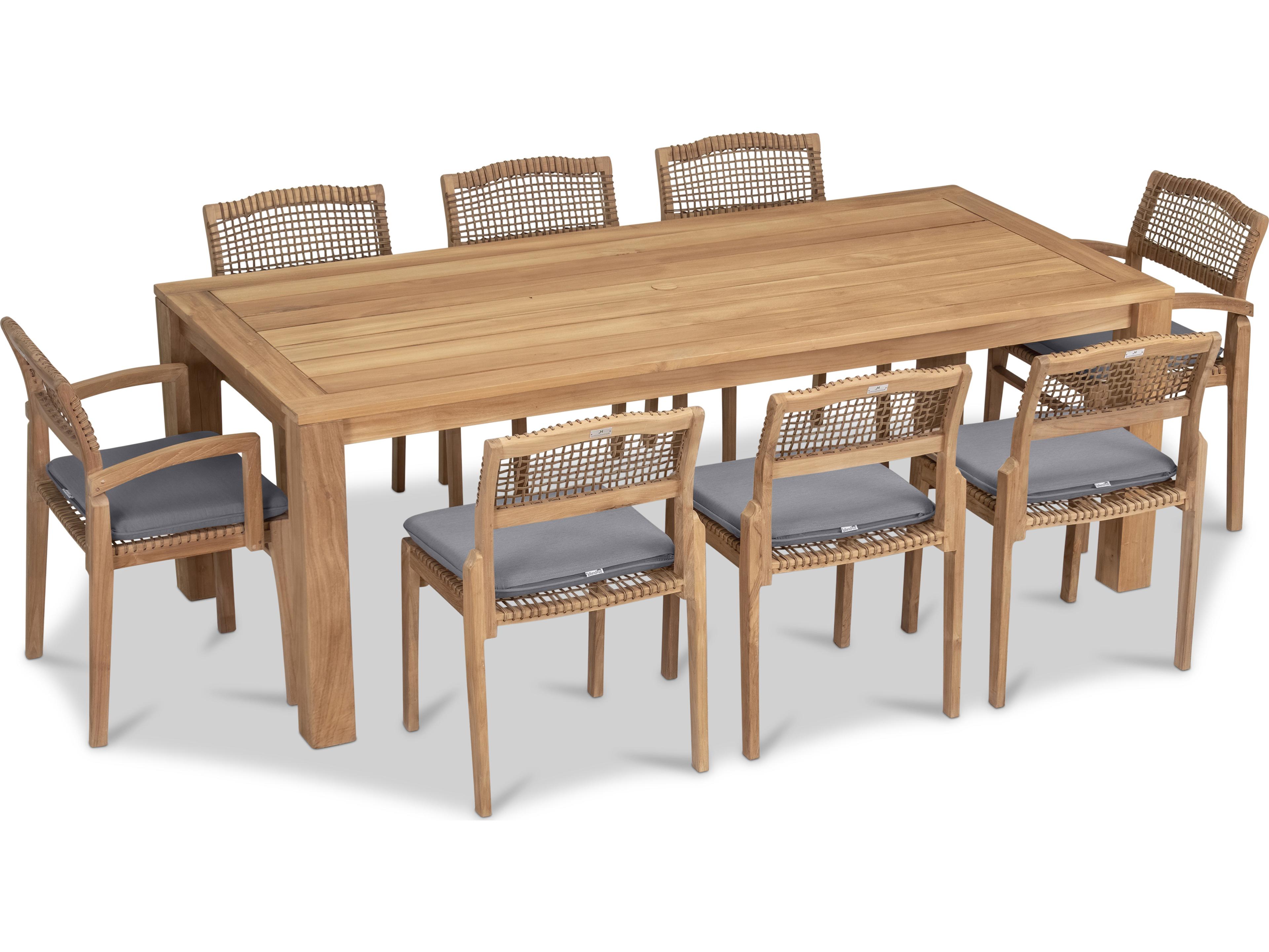 Harmonia Living Sands Teak 9 Piece Outdoor Patio Dining Set