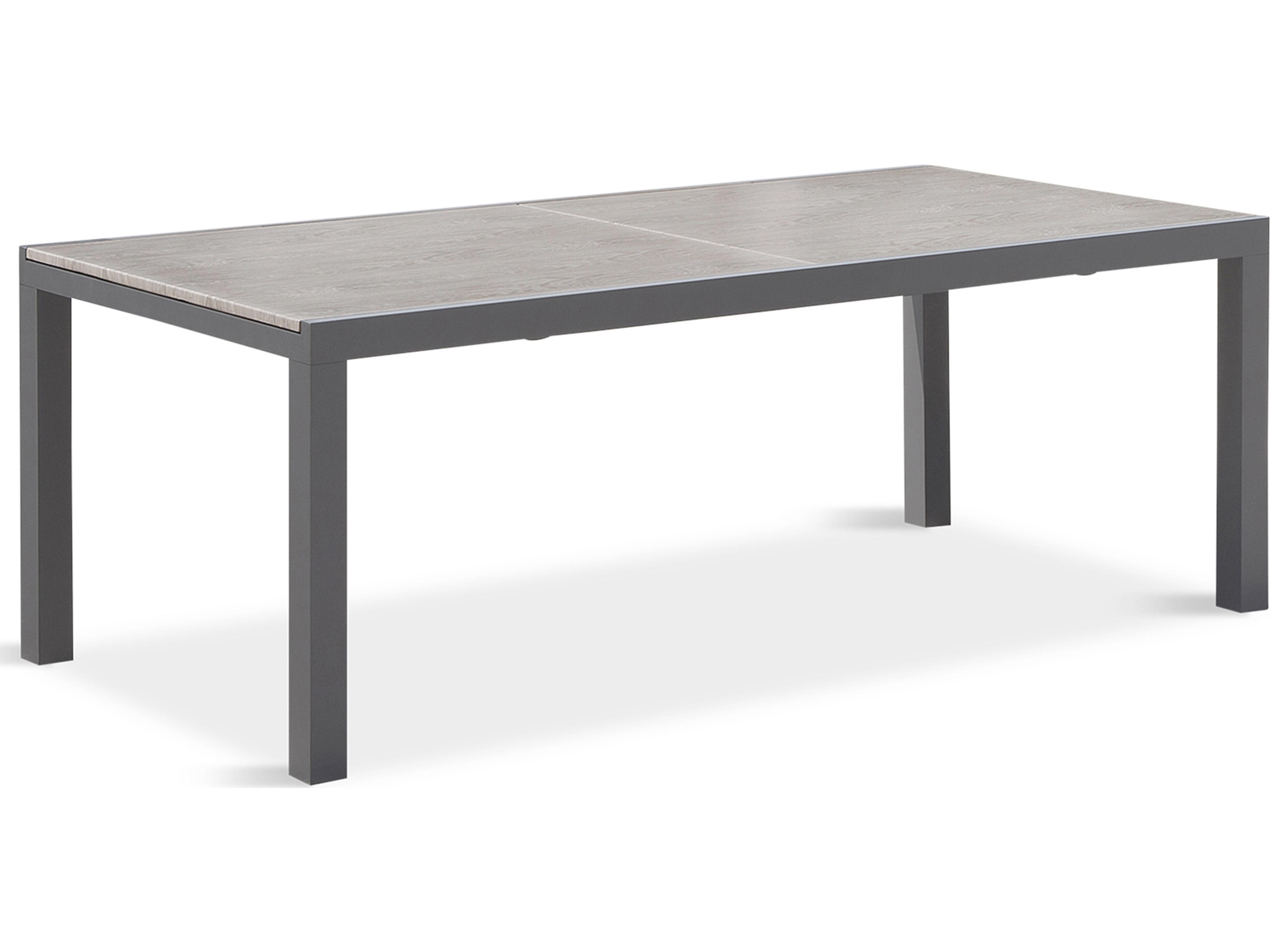 Harmonia Living Spread Aluminum Rectangular Barnwood Top Extendable Dining table