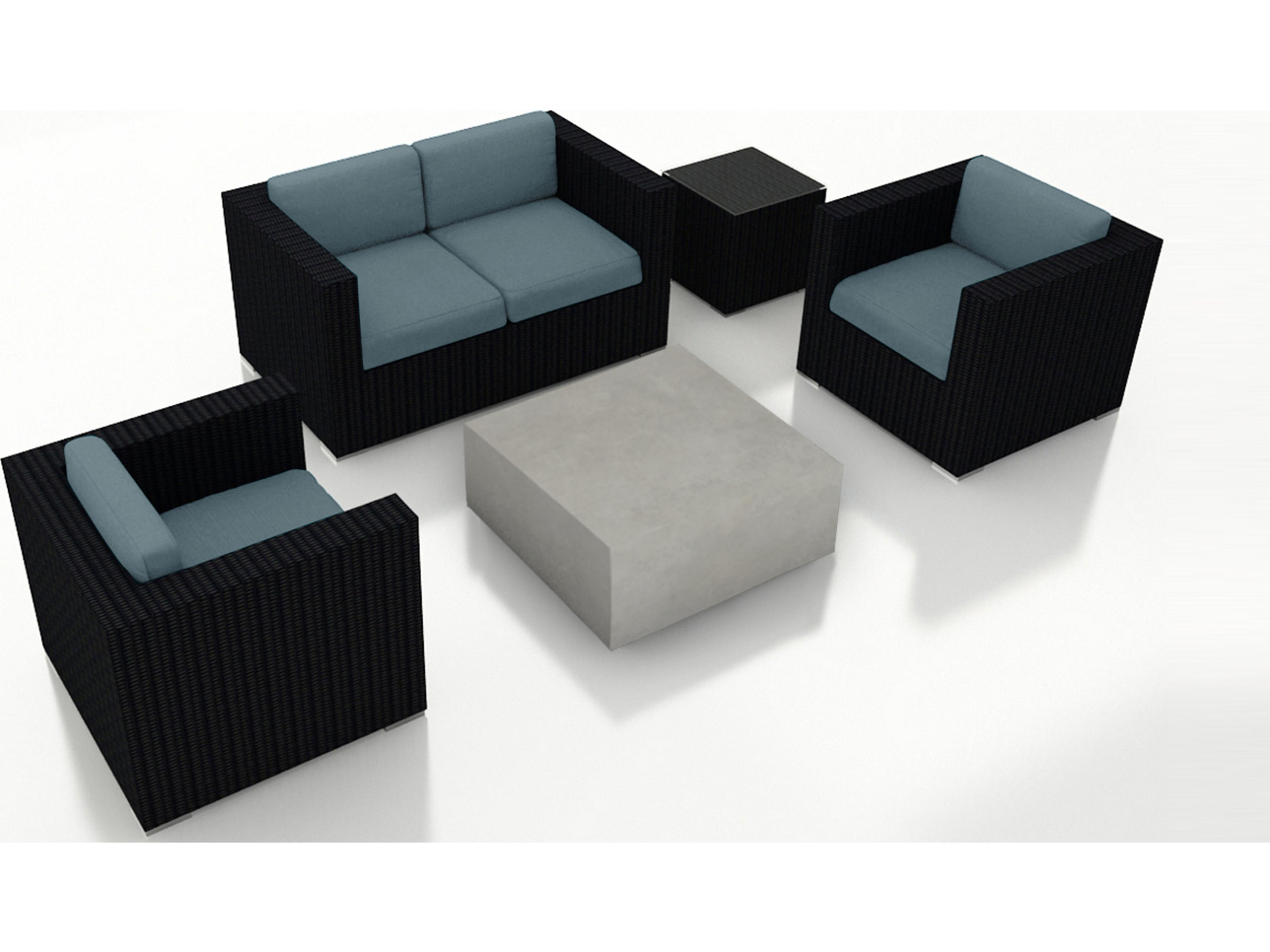 Harmonia Living Urbana HDPE Wicker Mason 4 Piece Sofa Outdoor Patio Lounge Set