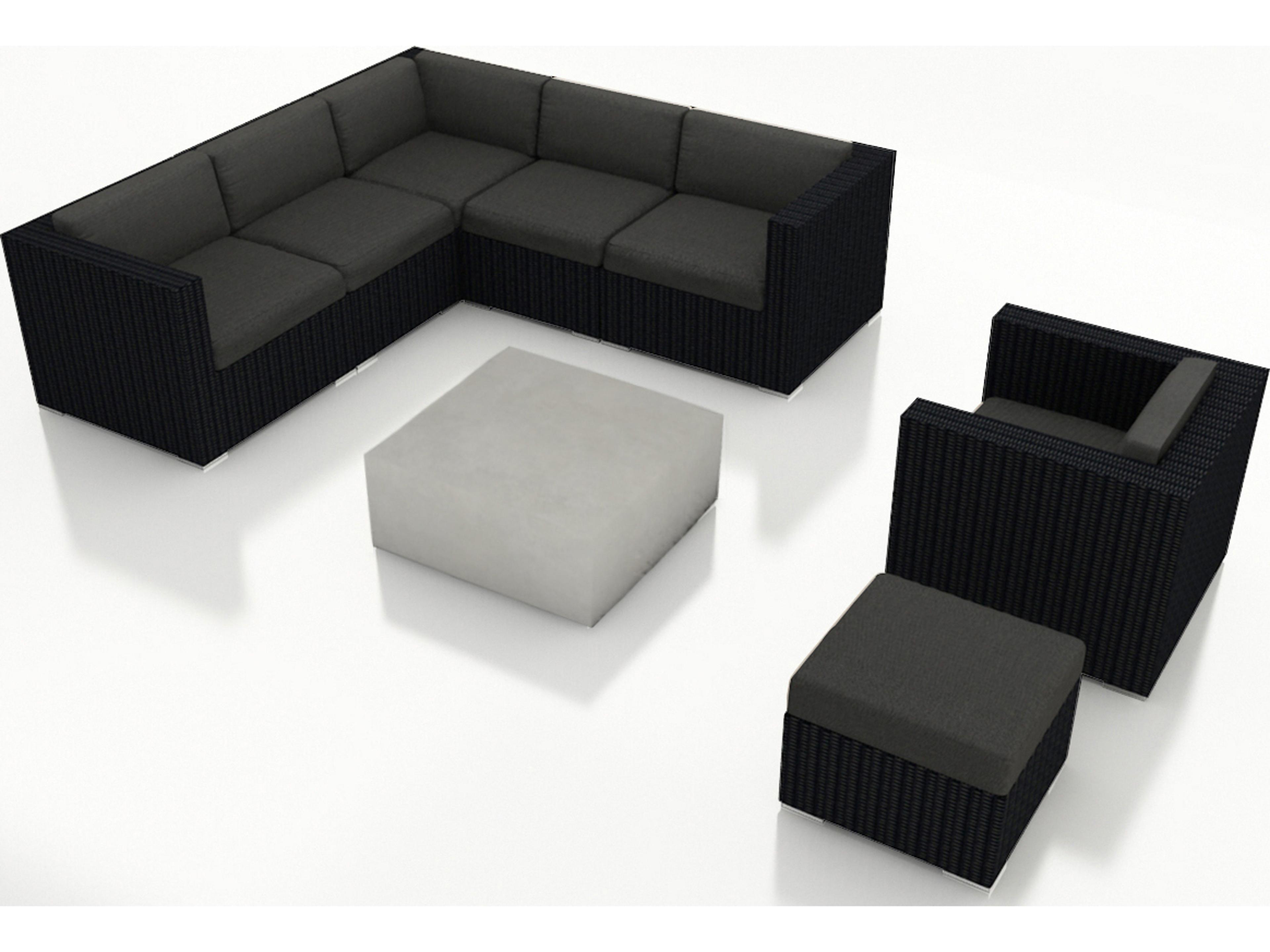 Harmonia Living Urbana HDPE Wicker Mason 8 Piece Sectional Outdoor Patio Lounge Set