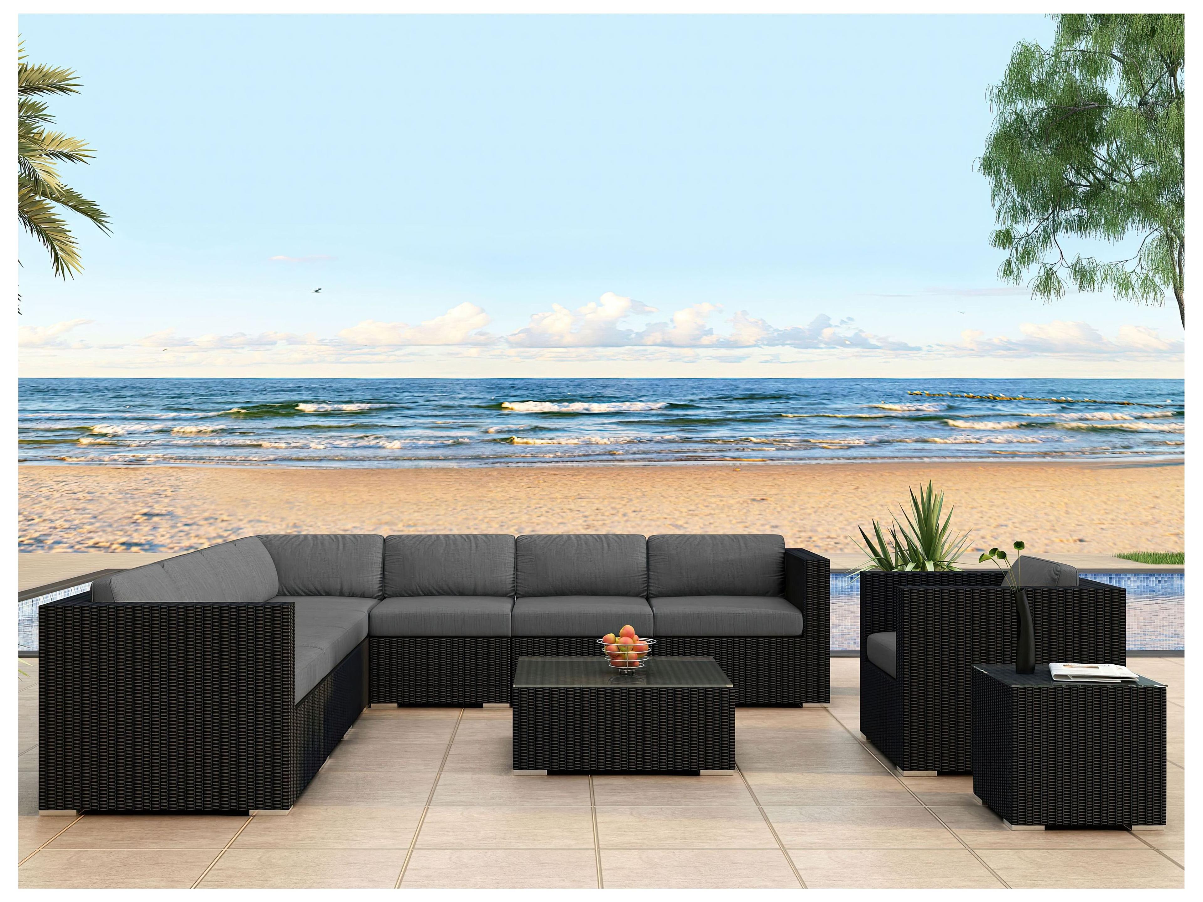 Harmonia Living Urbana HDPE Wicker 10 Piece Sectional Patio Lounge Set
