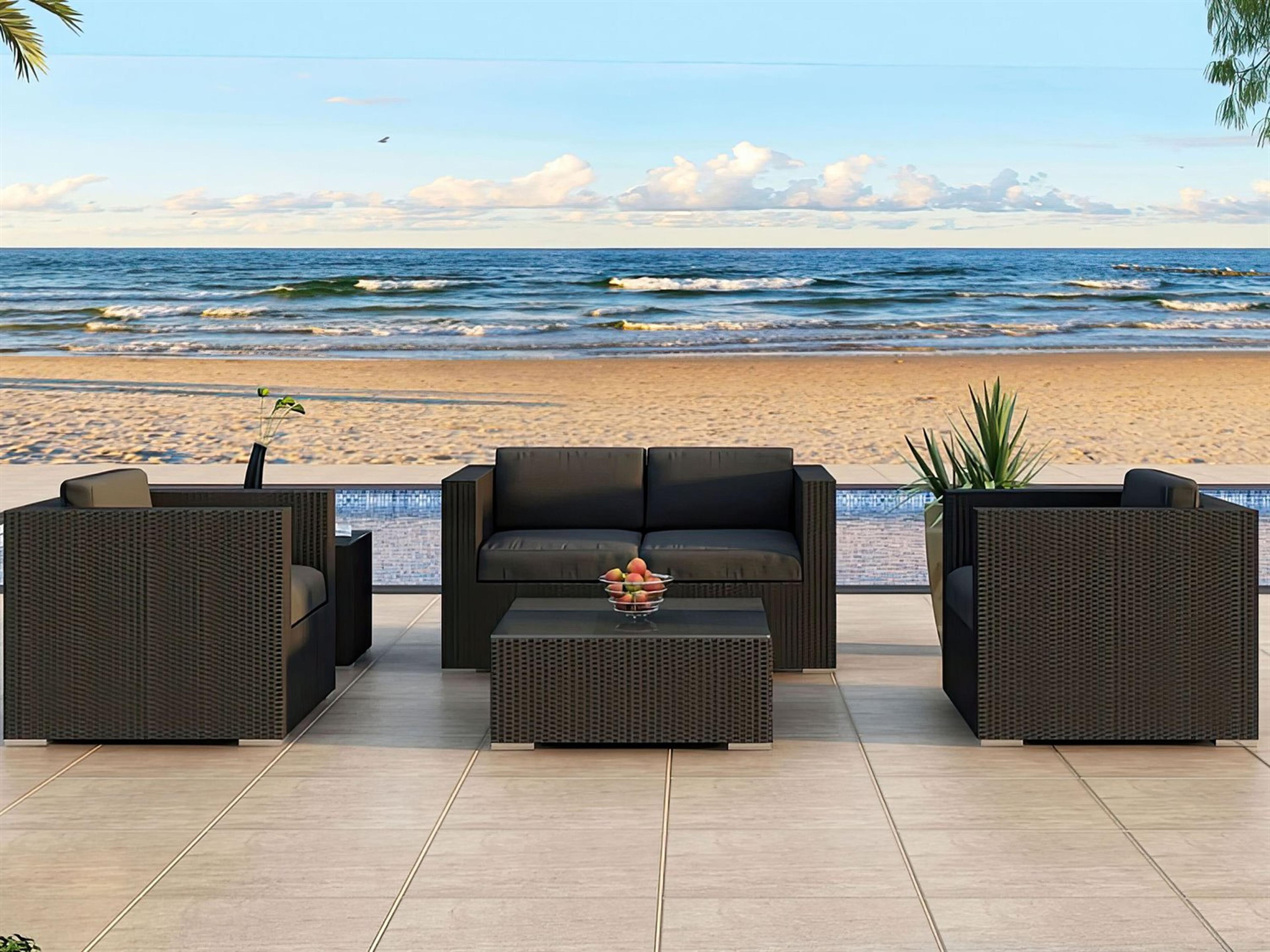 Harmonia Living Urbana HDPE Wicker 4 Piece Sofa Outdoor Patio Lounge Set