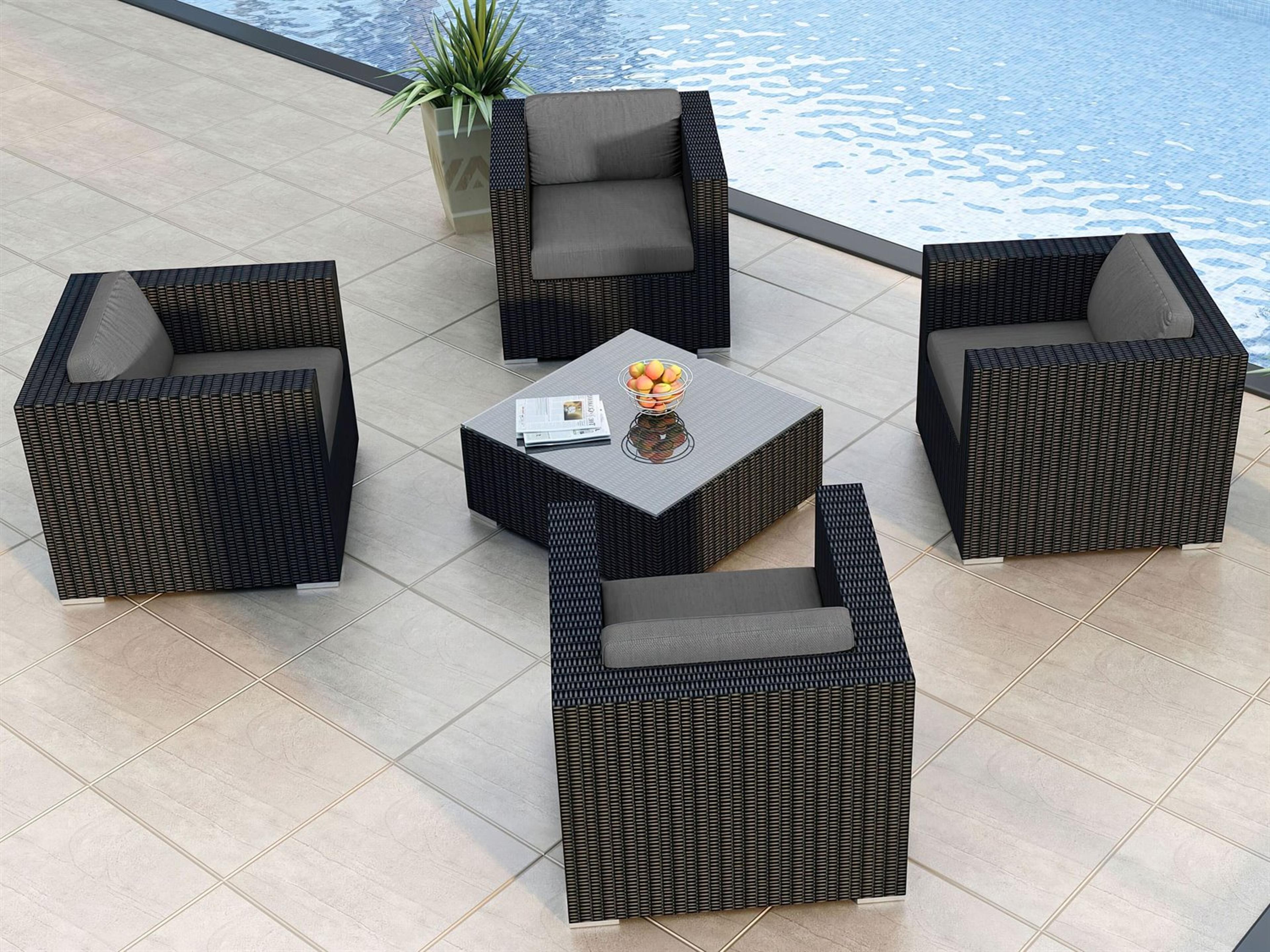 Harmonia Living Urbana HDPE Wicker 5 Piece Outdoor Lounge Set