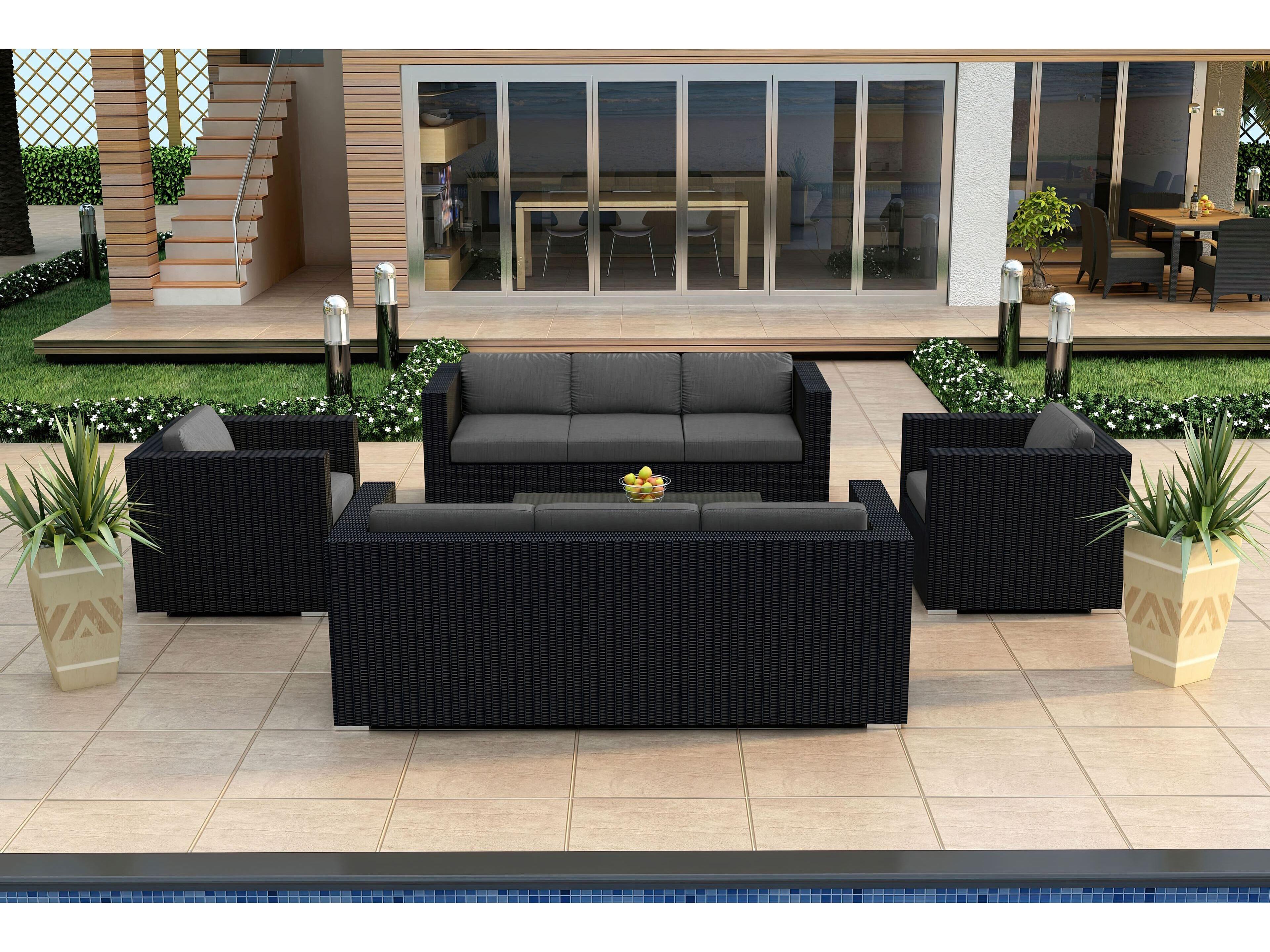 Harmonia Living Urbana HDPE Wicker 5 Piece Patio Lounge Set