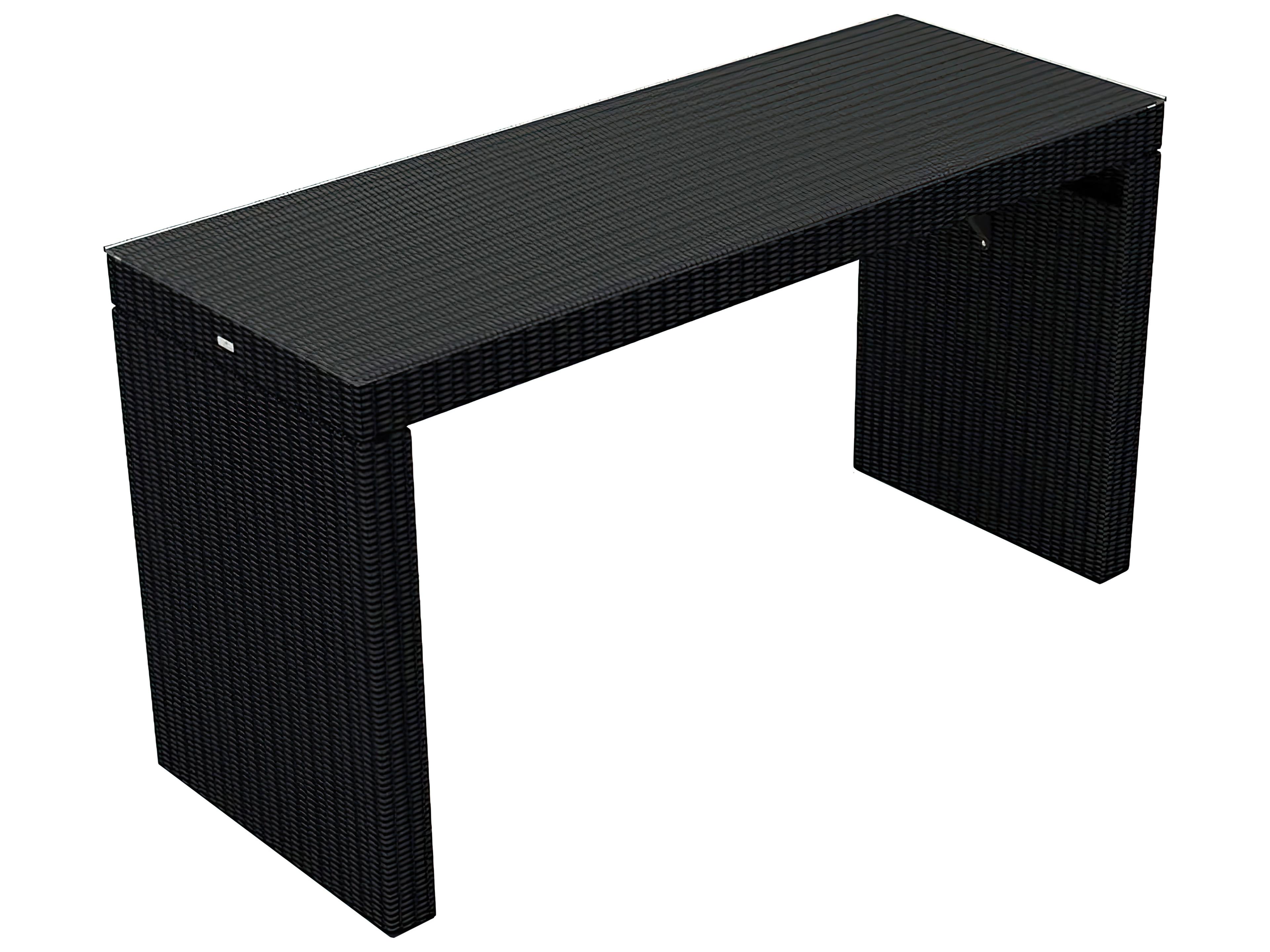 Harmonia Living Urbana Wicker Rectangular Glass Top Bar table
