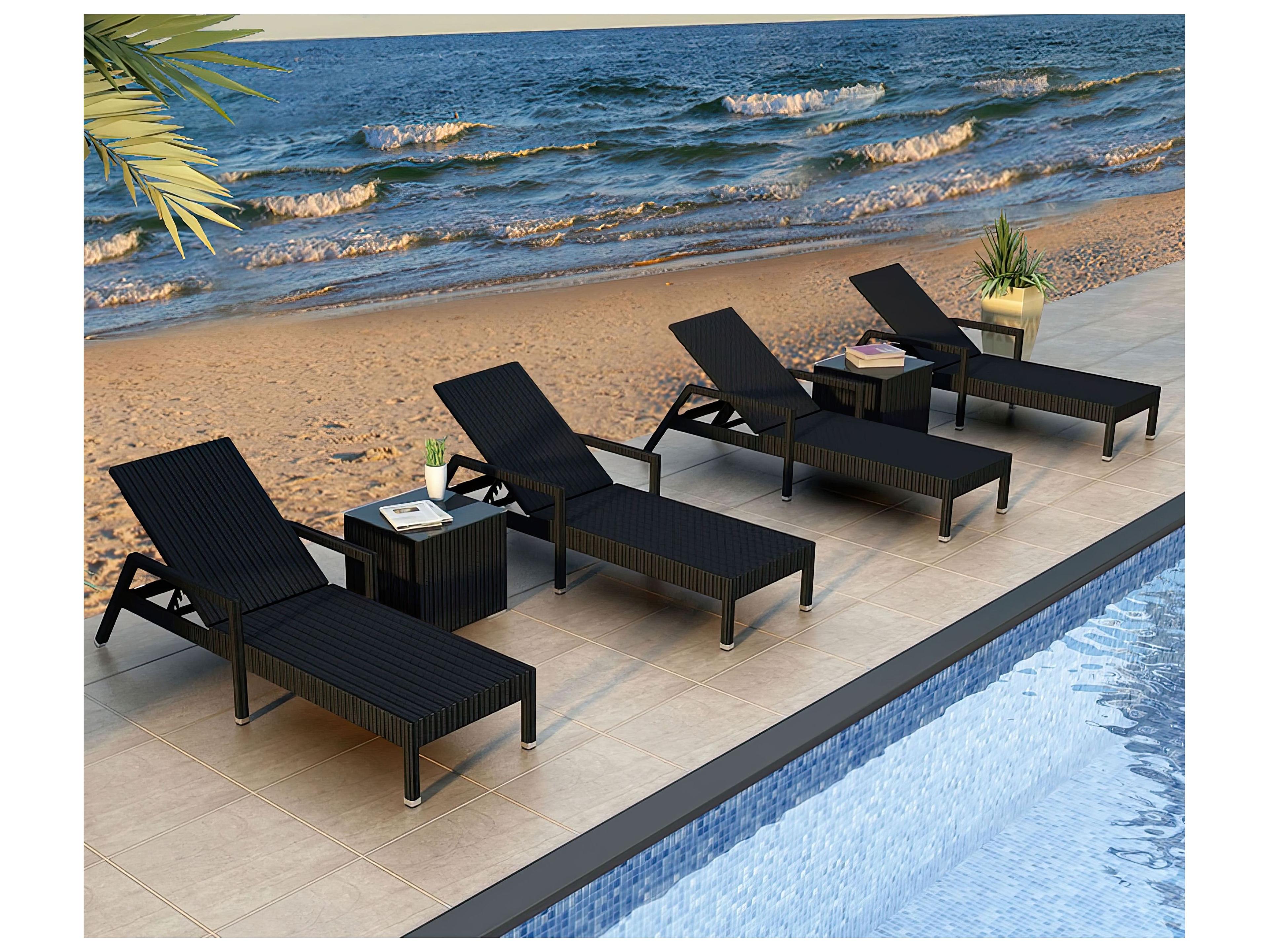 Harmonia Living Urbana HDPE Wicker 6 Reclining Chaise Outdoor Patio Lounge Set