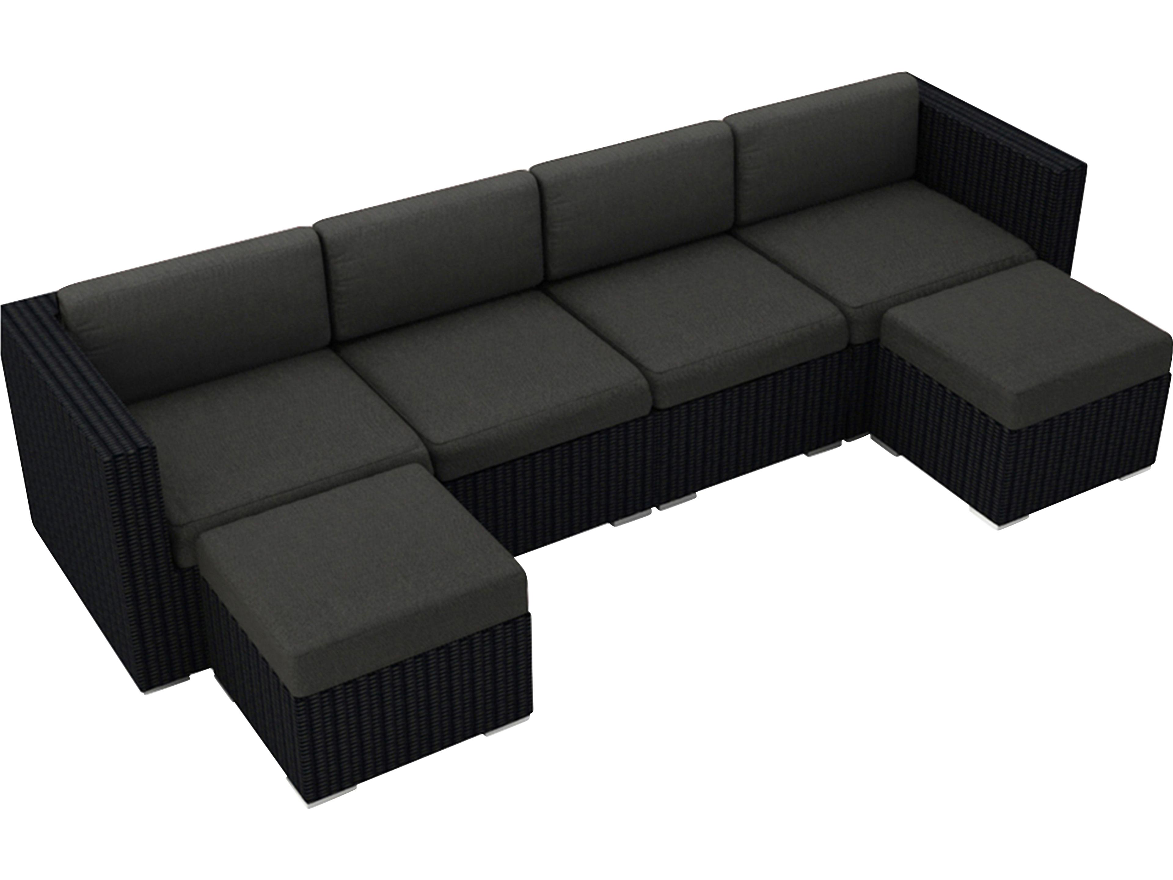 Harmonia Living Urbana HDPE Wicker 6 Piece Sectional Patio Lounge Set