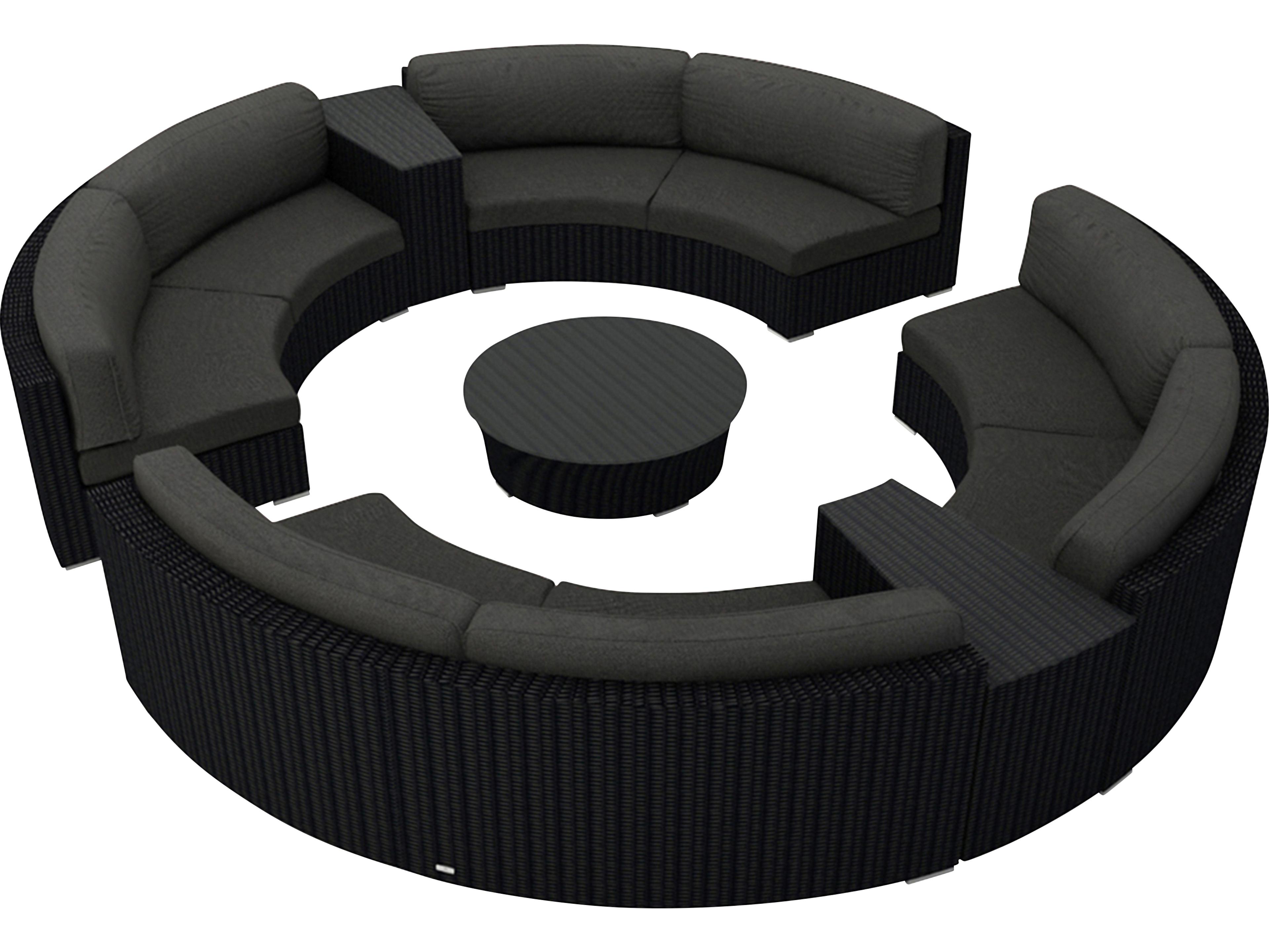 Harmonia Living Urbana HDPE Wicker 7 Piece Curve Sectional Outdoor Lounge Set