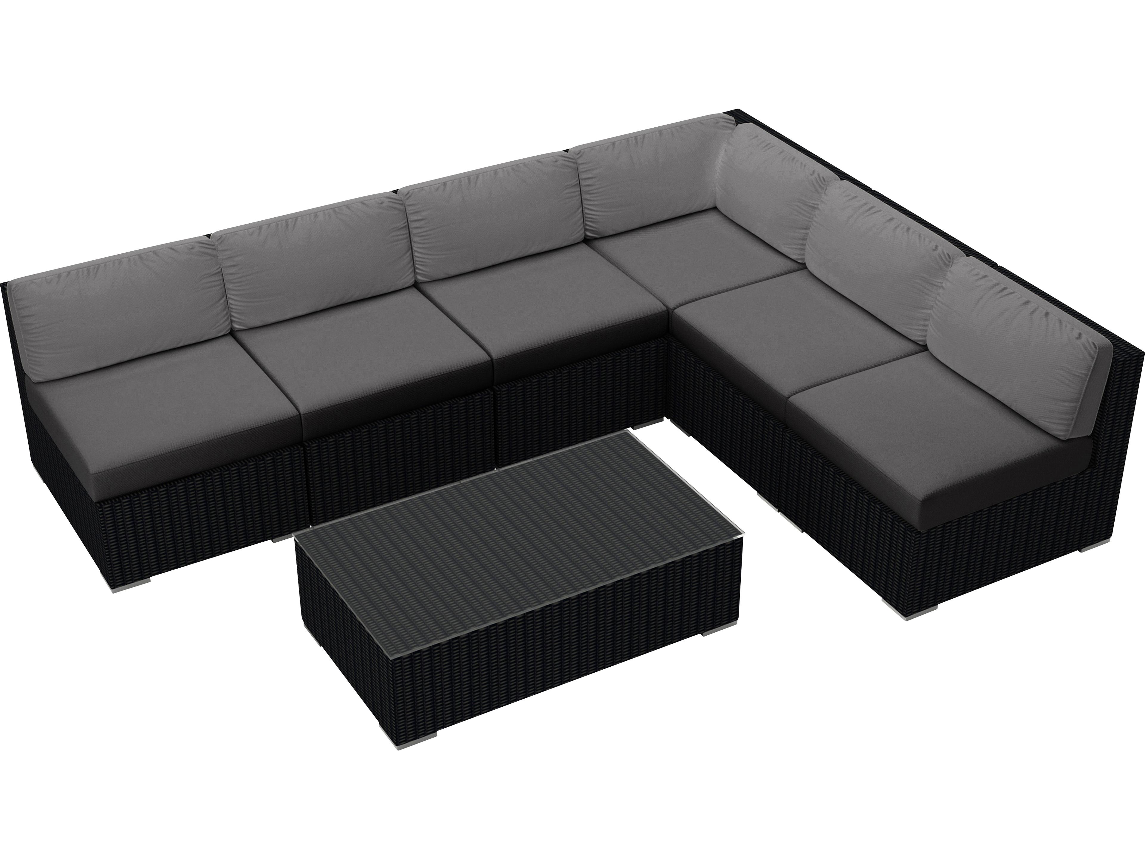 Harmonia Living Urbana HDPE Wicker 7 Piece Sectional Outdoor Patio Lounge Set