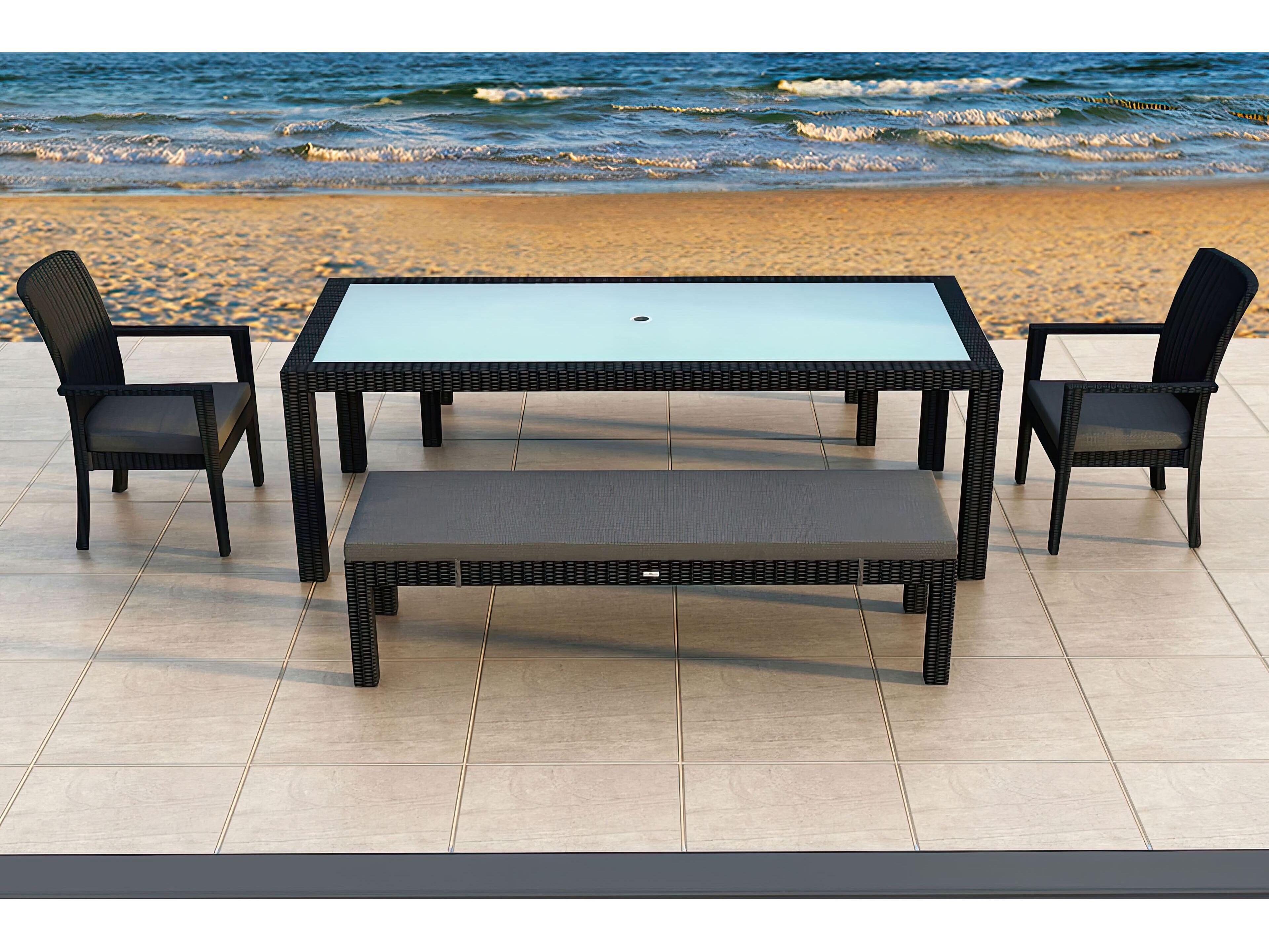 Harmonia Living Urbana HDPE Wicker 5 Piece Outdoor Patio Dining Set