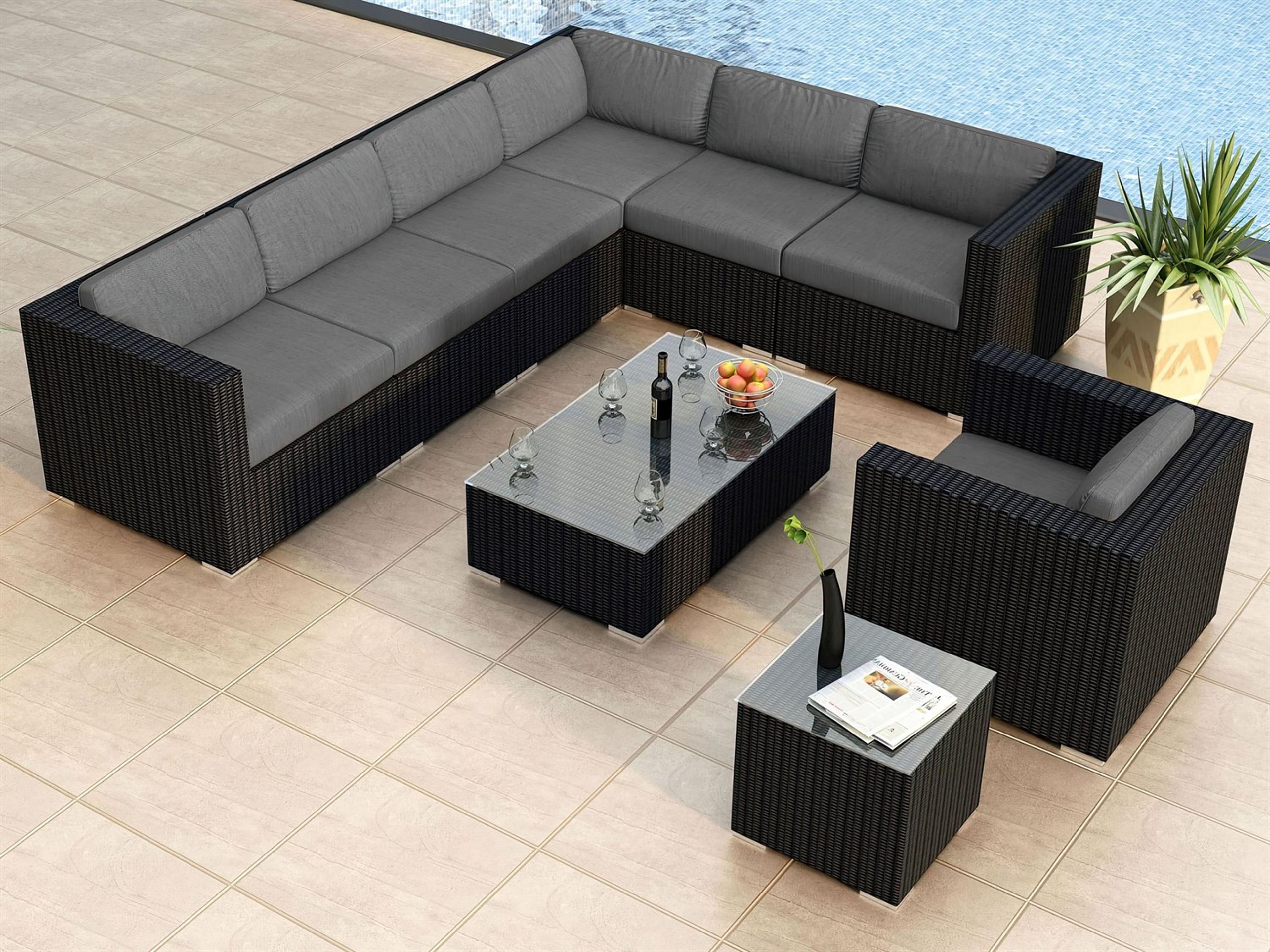 Harmonia Living Urbana HDPE Wicker 9Piece Sectional Patio Lounge Set