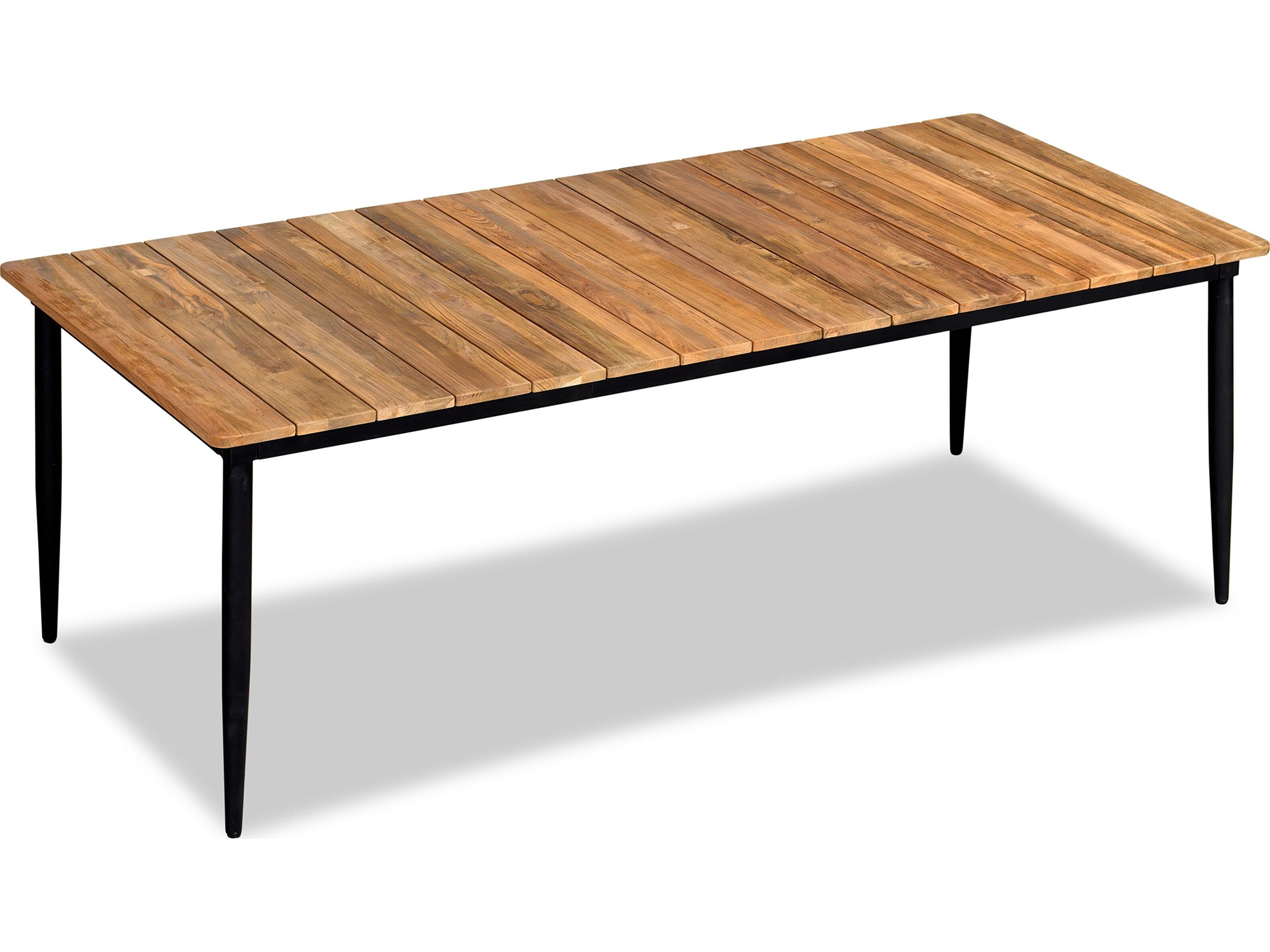 Harmonia Living Louie Aluminum Dining Rectangular Teak Top Dining table